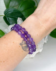 AMETHYST (FACETED) 8mm - HANDMADE CRYSTAL BRACELET - 6th anniversary, 8mm, air, amethyst, aquarius, aries, aries stack, bracelet, crystal bracelet, crystals for beginners, emotional support, faceted, handmade bracelet, jewelry, libra, mercury retrograde, mercury rx, pisces, purple, sagittarius, scorpio, Scorpio Season, storm, virgo, water, Wearable - The Mineral Maven