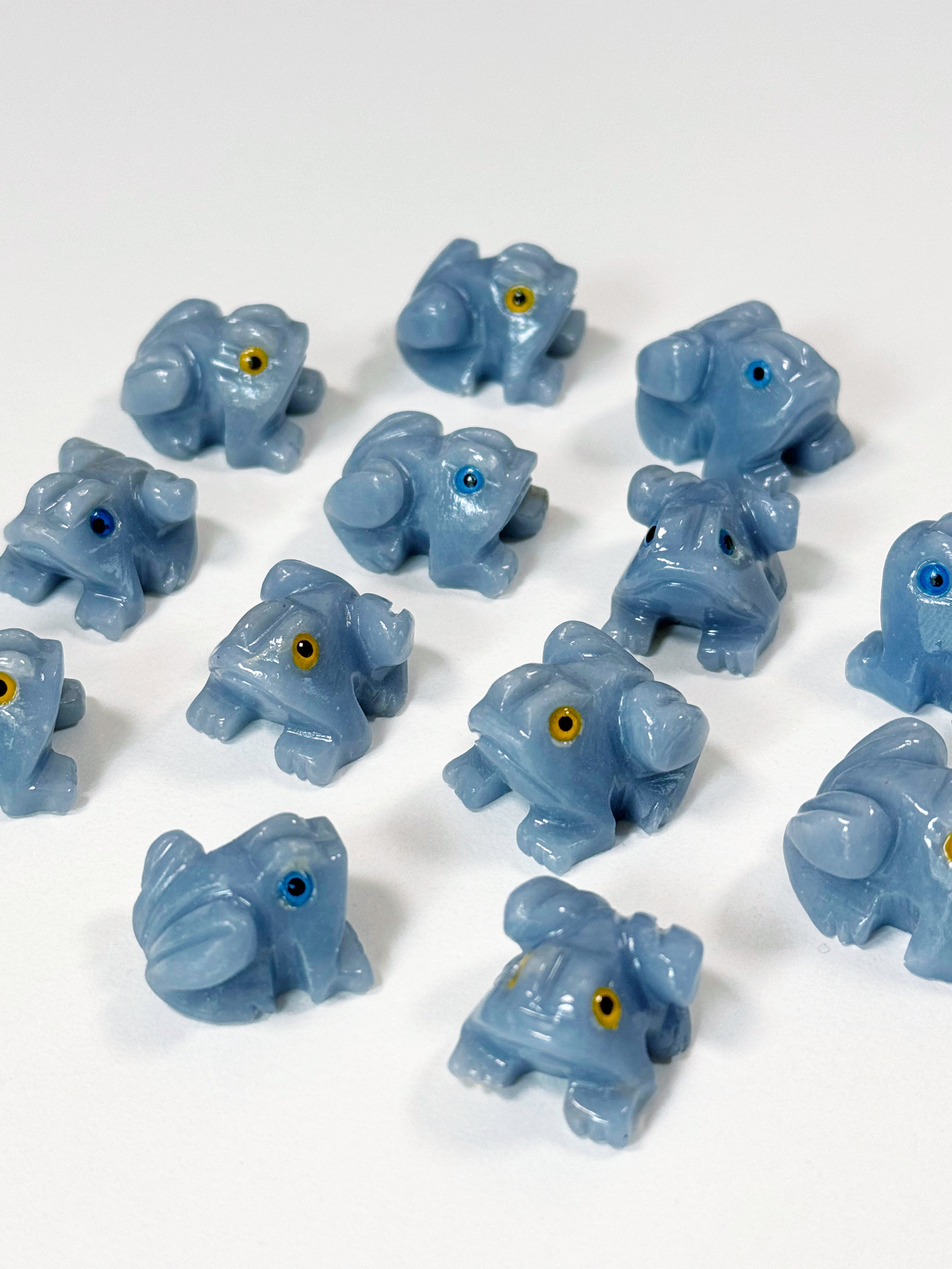 ANGELITE MINI FROG - angelite, crystal critter, crystal frog, frog, mini frog - The Mineral Maven