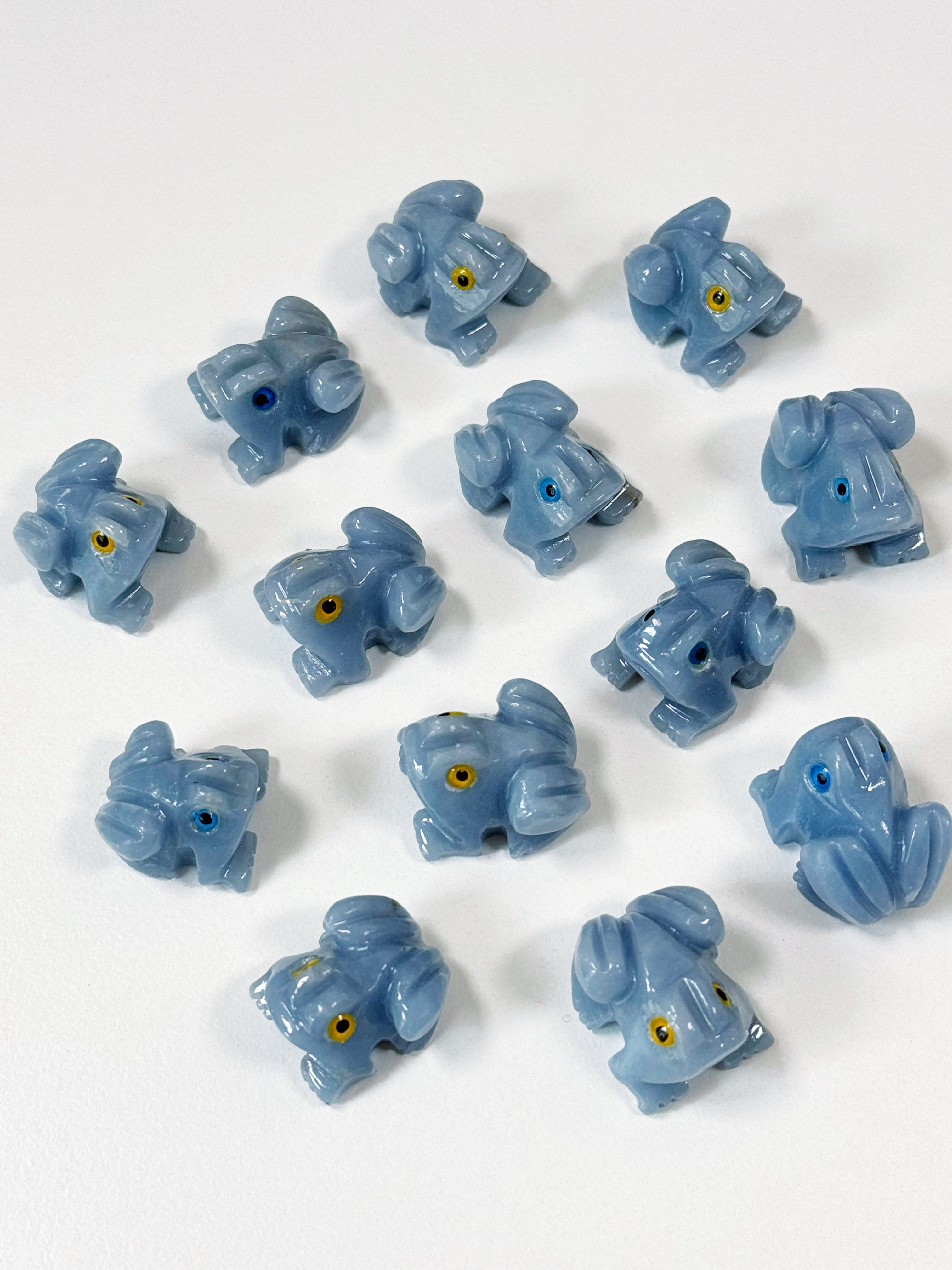 ANGELITE MINI FROG - angelite, crystal critter, crystal frog, frog, mini frog - The Mineral Maven