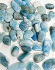 AQUAMARINE TUMBLE - aquamarine, bulk, calm gift bundle, communication, end of year sale, pocket crystal, pocket stone, spring equinox, tumble - The Mineral Maven