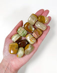 BANDED GREEN ONYX CHONK - banded onyx, Black Friday sale, bulk, emotional support, green calcite, green onyx, pocket crystal, pocket stone, tumble, tumbled, tumbled stone, tumbles - The Mineral Maven
