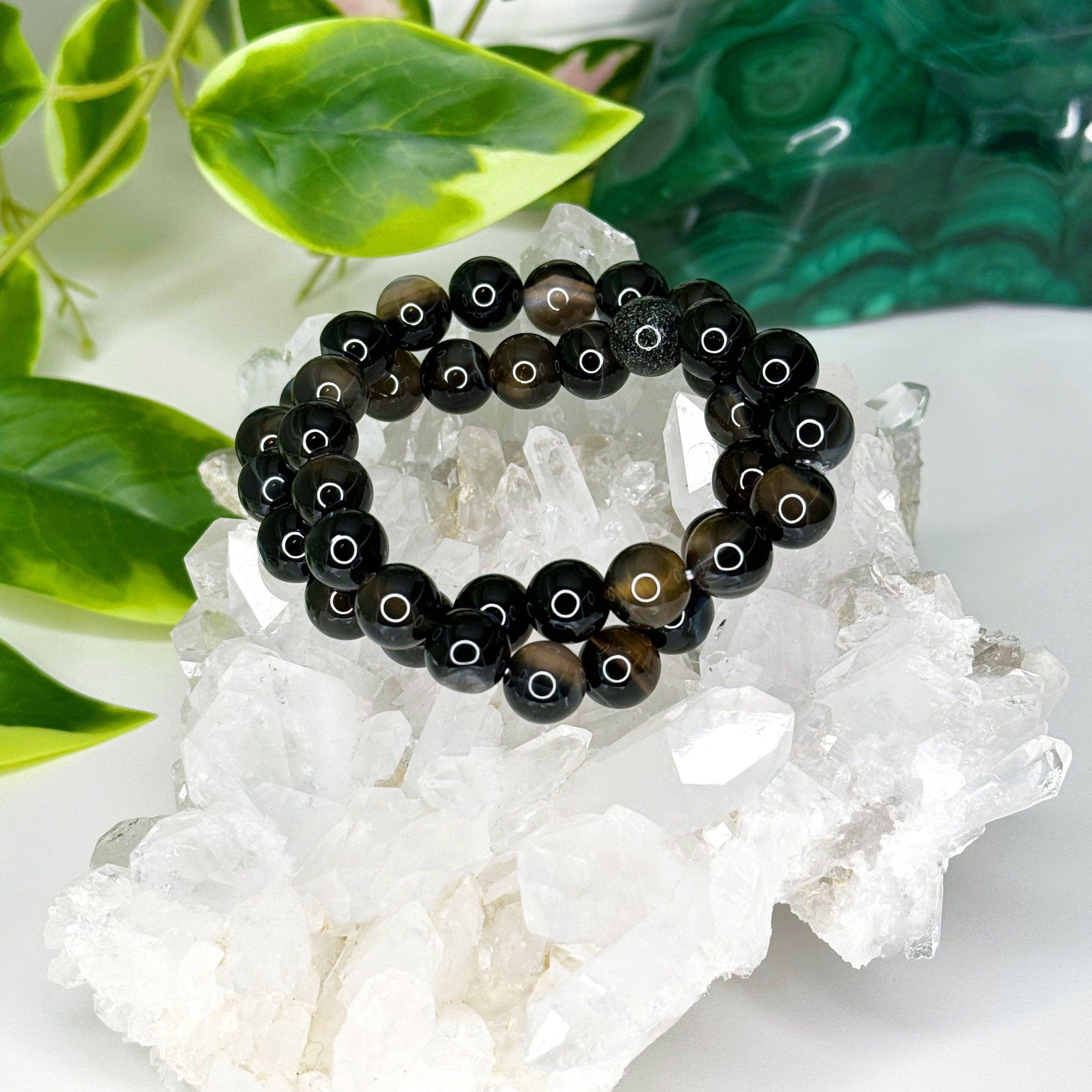 BLACK AGATE 10mm - HANDMADE CRYSTAL BRACELET - 10 Dec Inventory, 10mm, 2025 vibes, black, black agate, bracelet, bracelet inventory check, crystal bracelet, earth, emotional support, handmade bracelet, jewelry, June 2025 inventory check, market bracelet, protection gift bundle, Scorpio Season, Wearable - The Mineral Maven