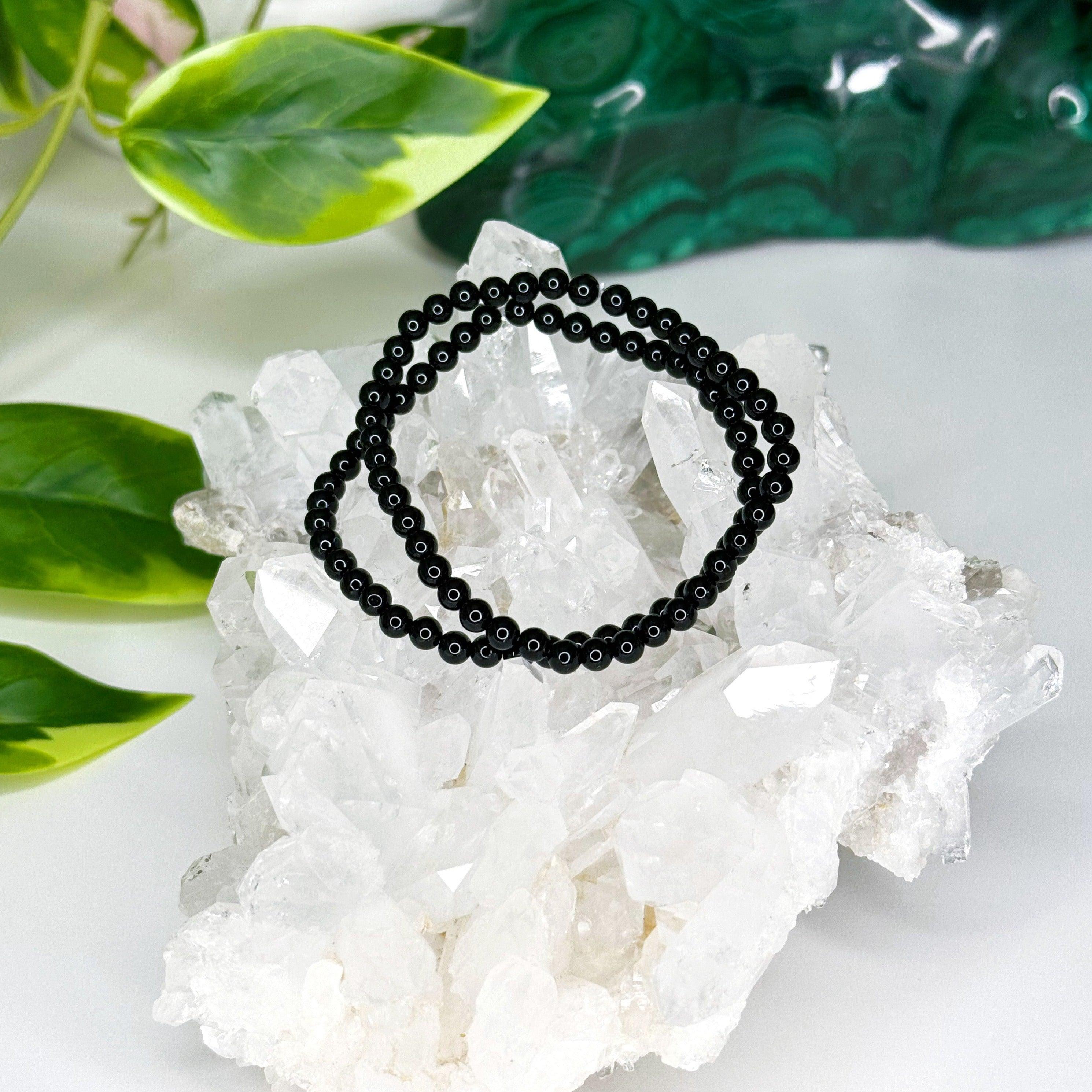 BLACK ONYX 4mm - HANDMADE CRYSTAL BRACELET - 4mm, black, black onyx, bracelet, crystal bracelet, handmade bracelet, jewelry, market bracelet, protection gift bundle, recently added, solstice collection, Wearable, winter solstice collection - The Mineral Maven