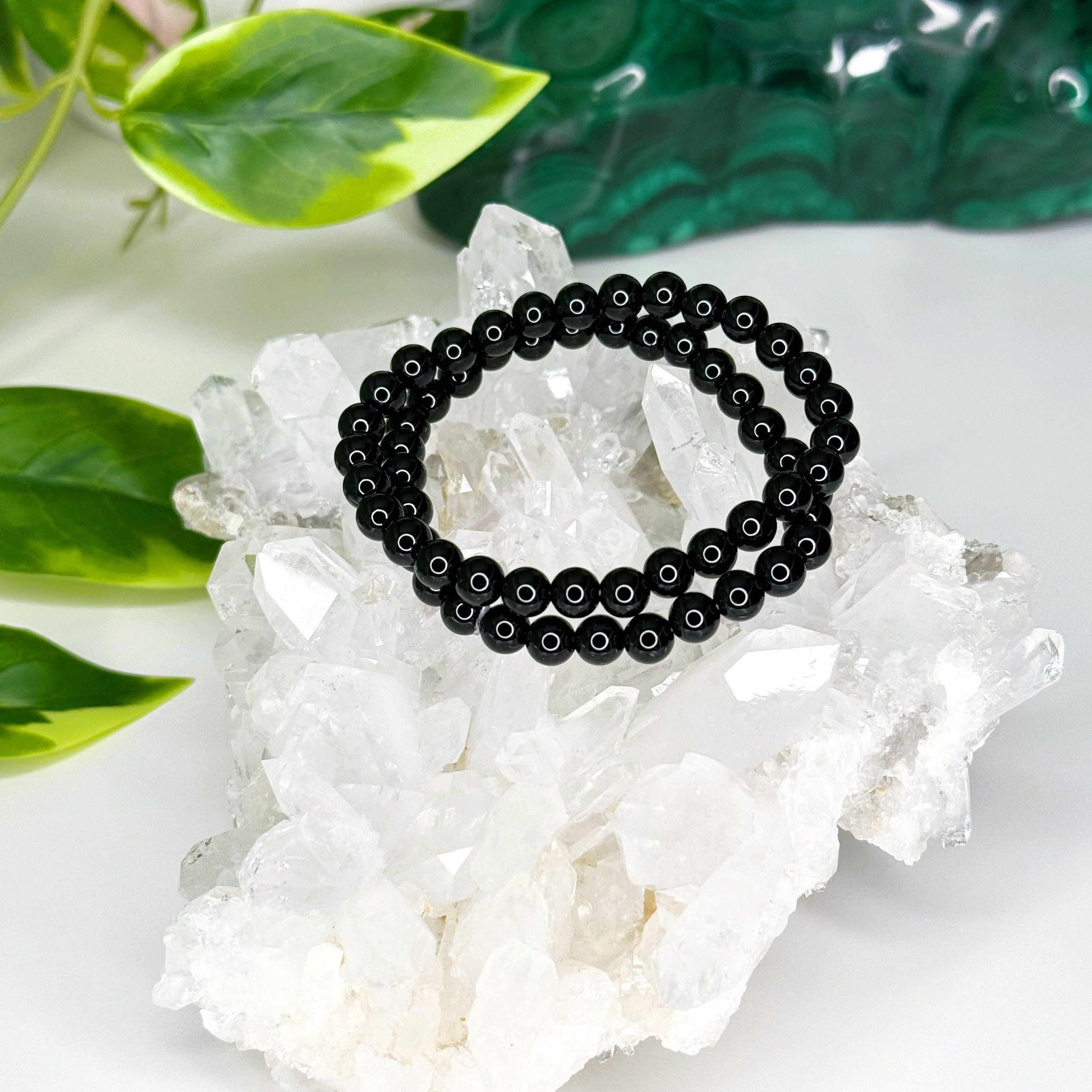 BLACK ONYX 6mm - HANDMADE CRYSTAL BRACELET - 6mm, black, black onyx, bracelet, crystal bracelet, handmade bracelet, jewelry, market bracelet, protection gift bundle, recently added, solstice collection, Wearable, winter solstice collection - The Mineral Maven