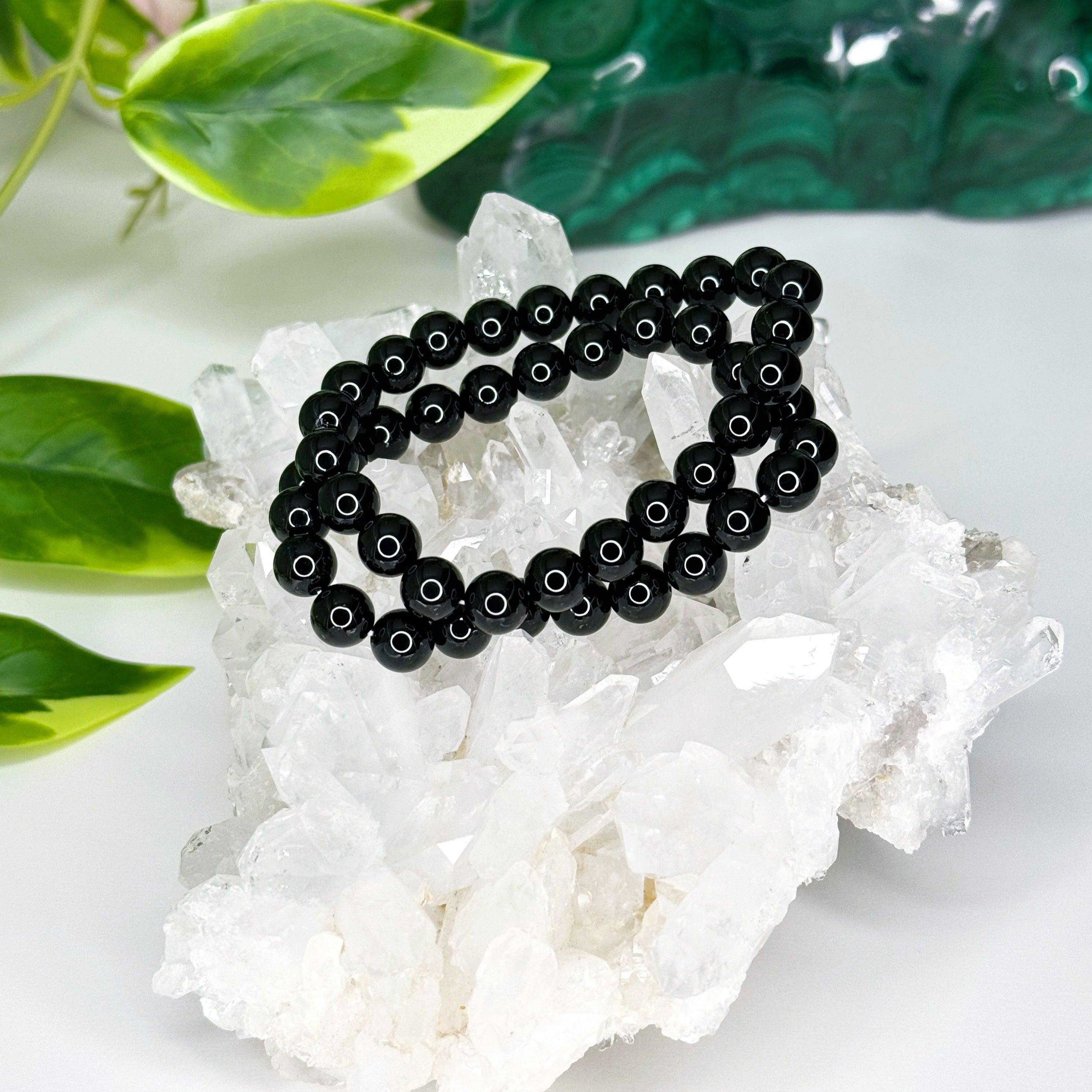 BLACK ONYX 8mm - HANDMADE CRYSTAL BRACELET - 8mm, black, black onyx, bracelet, crystal bracelet, handmade bracelet, jewelry, market bracelet, protection gift bundle, recently added, solstice collection, Wearable, winter solstice collection - The Mineral Maven