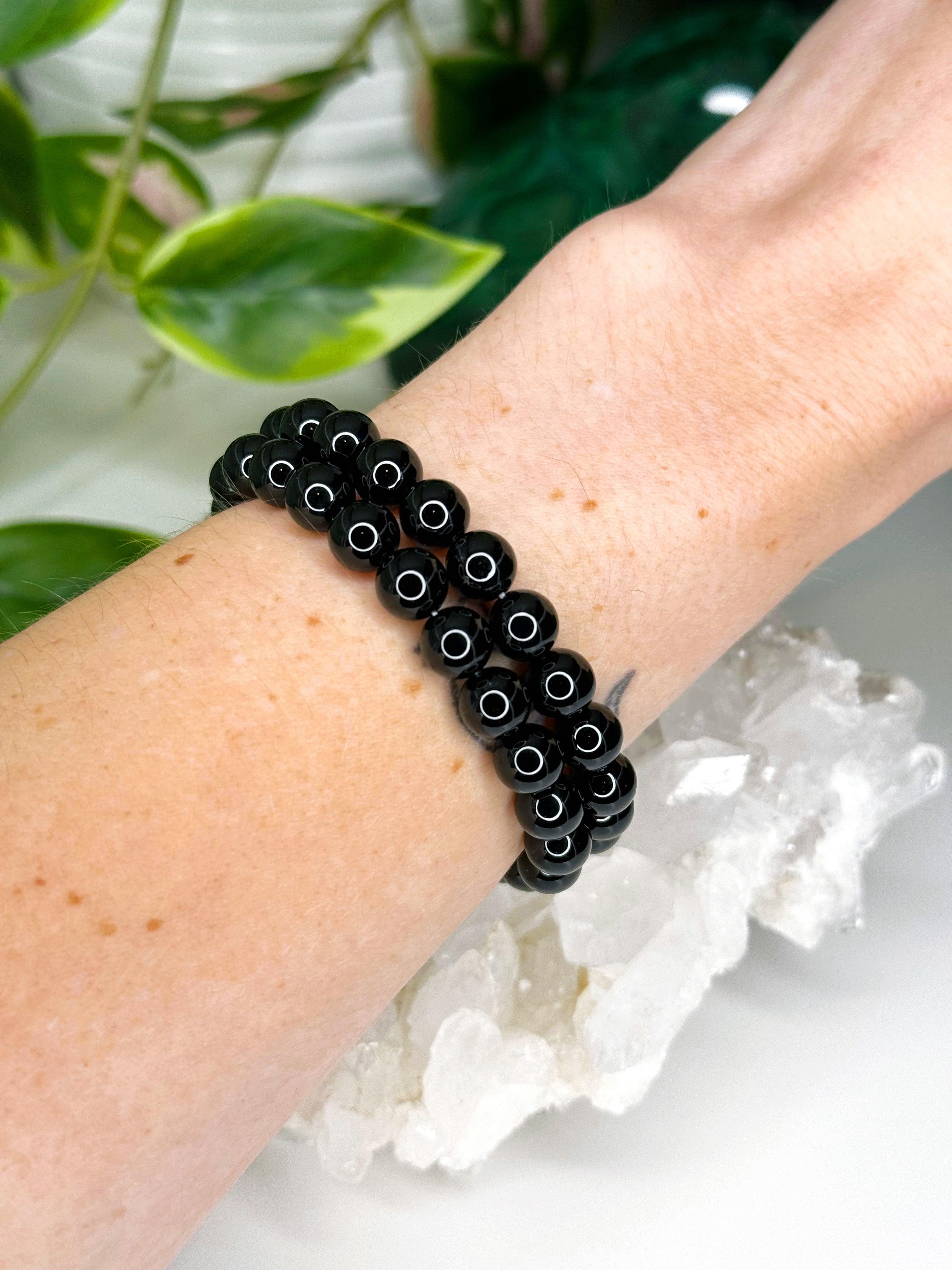 BLACK ONYX 8mm - HANDMADE CRYSTAL BRACELET - 8mm, black, black onyx, bracelet, crystal bracelet, handmade bracelet, jewelry, market bracelet, protection gift bundle, recently added, solstice collection, Wearable, winter solstice collection - The Mineral Maven