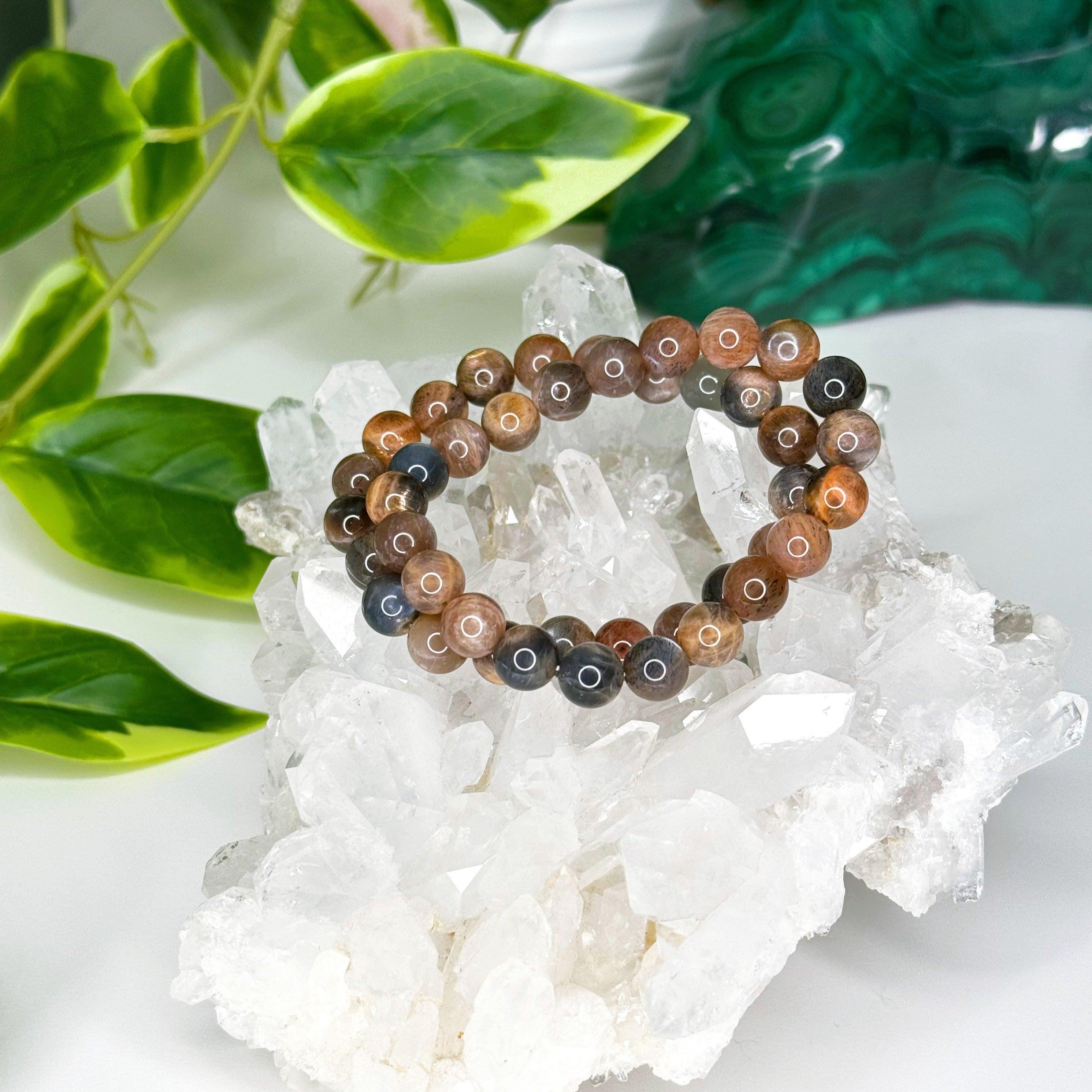 BLACK SUNSTONE 8mm - HANDMADE CRYSTAL BRACELET - 8mm, abundance gift bundle, black sunstone, bracelet, career, crystal bracelet, fire, Friday the 13th, handmade bracelet, jewelry, joy gift bundle, Leo, libra, market bracelet, orange, recently added, solar eclipse, sunstone, Wearable - The Mineral Maven