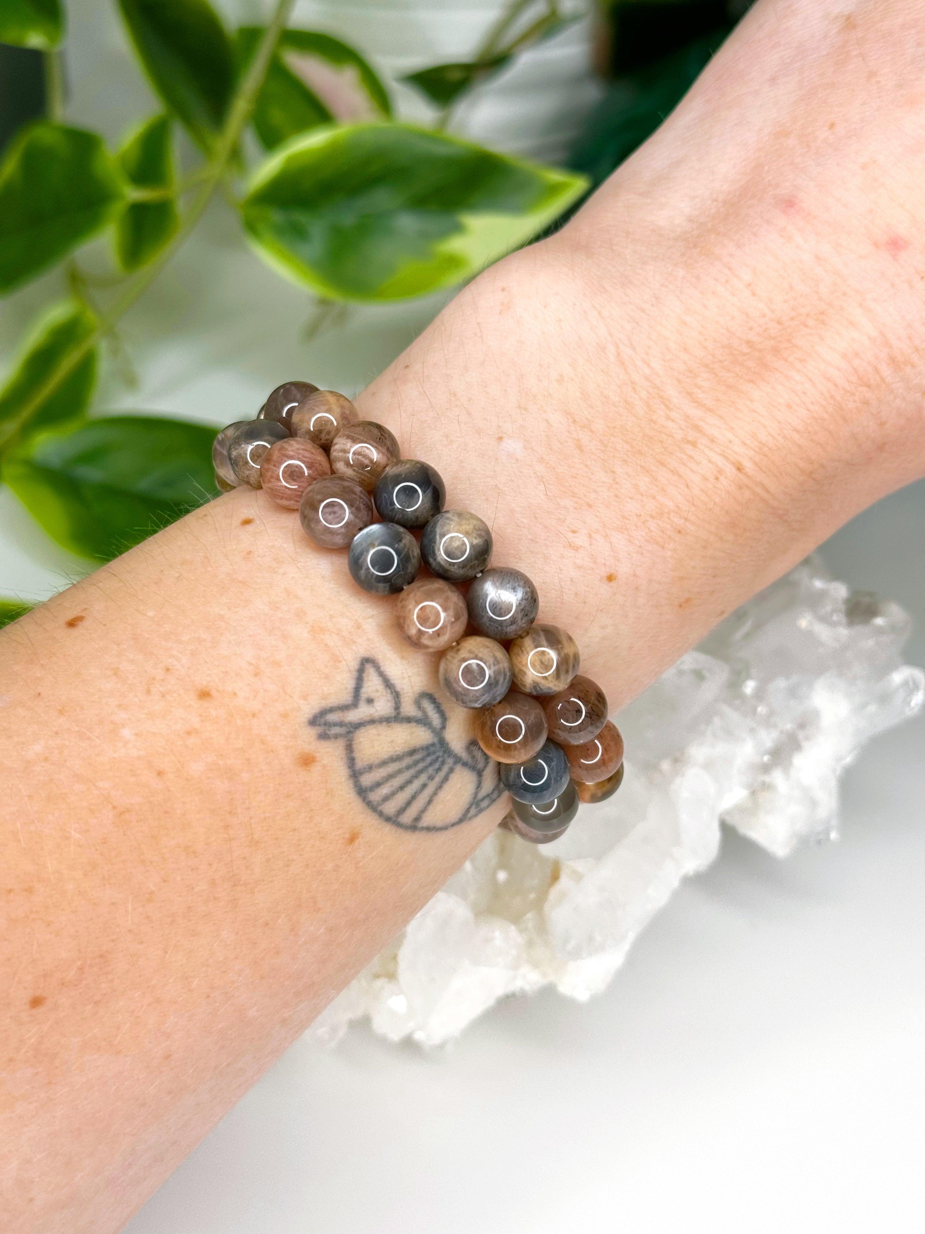 BLACK SUNSTONE 8mm - HANDMADE CRYSTAL BRACELET - 8mm, abundance gift bundle, black sunstone, bracelet, career, crystal bracelet, fire, Friday the 13th, handmade bracelet, jewelry, joy gift bundle, Leo, libra, market bracelet, orange, recently added, solar eclipse, sunstone, Wearable - The Mineral Maven
