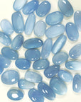 BLUE CHALCEDONY MINI PALM - Black Friday sale, blue chalcedony, cancer season, mercury rx, mini palm stone, palm stone, pebble, pocket crystal - The Mineral Maven