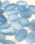 BLUE CHALCEDONY MINI PALM - Black Friday sale, blue chalcedony, cancer season, mercury rx, mini palm stone, palm stone, pebble, pocket crystal - The Mineral Maven