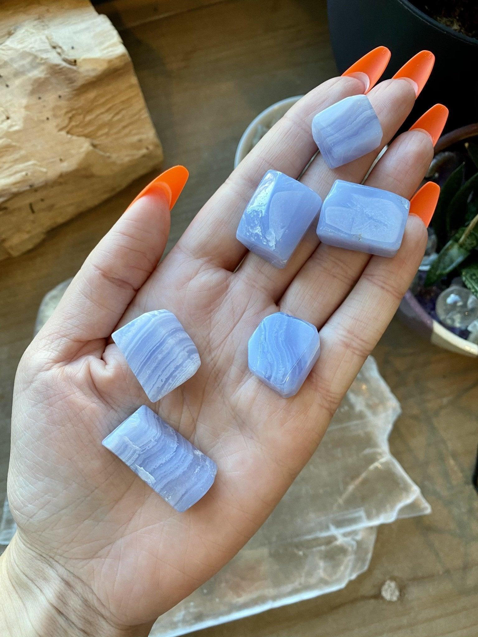 BLUE LACE AGATE CUBE - HIGH QUALITY - 33 bday, 444 sale, 7 sale, birthday, blue lace agate, bulk, calm gift bundle, cube, emotional support, end of year sale, flash sale, holiday sale, new year sale, old, pocket crystal, pocket stone, tumble - The Mineral Maven