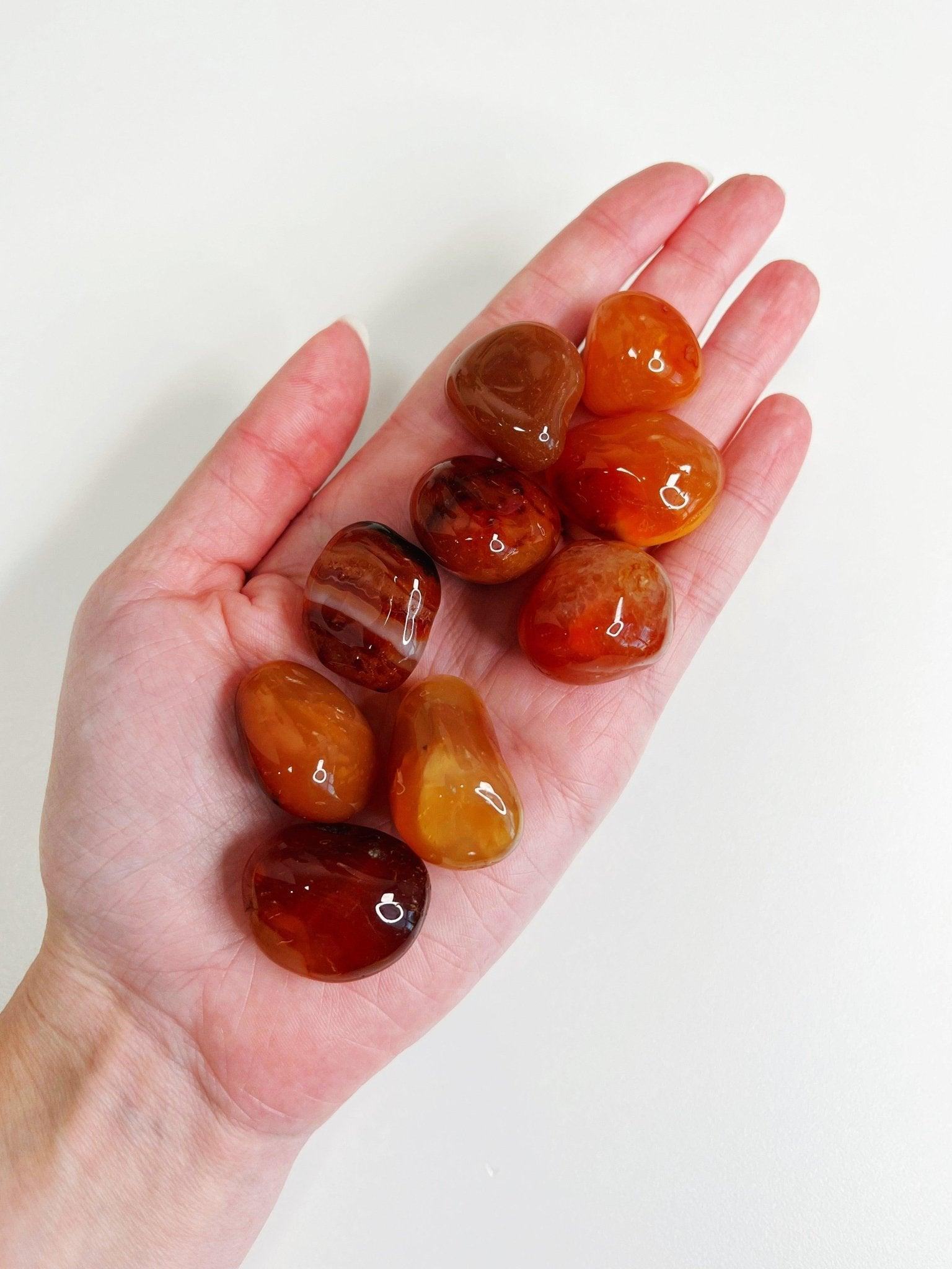 CARNELIAN TUMBLE - 33 bday, 444 sale, carnelian, emotional support, end of year sale, holiday sale, joy gift bundle, new year sale, pocket crystal, pocket stone, tumble, tumbled stone - The Mineral Maven