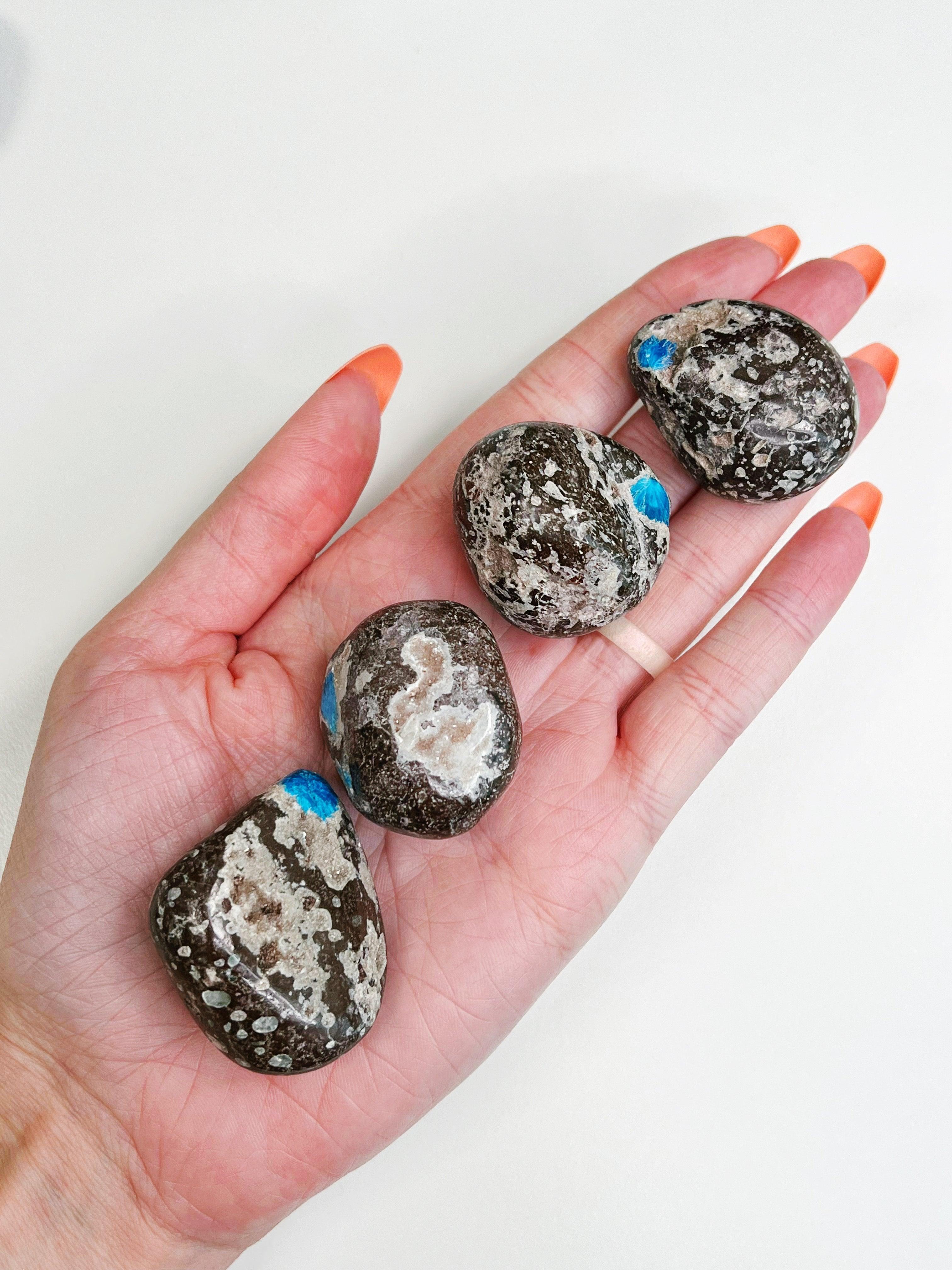 CAVANSITE - Black Friday sale, calm gift bundle, cavansite, focus gift bundle, pocket crystal, pocket crystals, pocket stone, polished, polished stone - The Mineral Maven