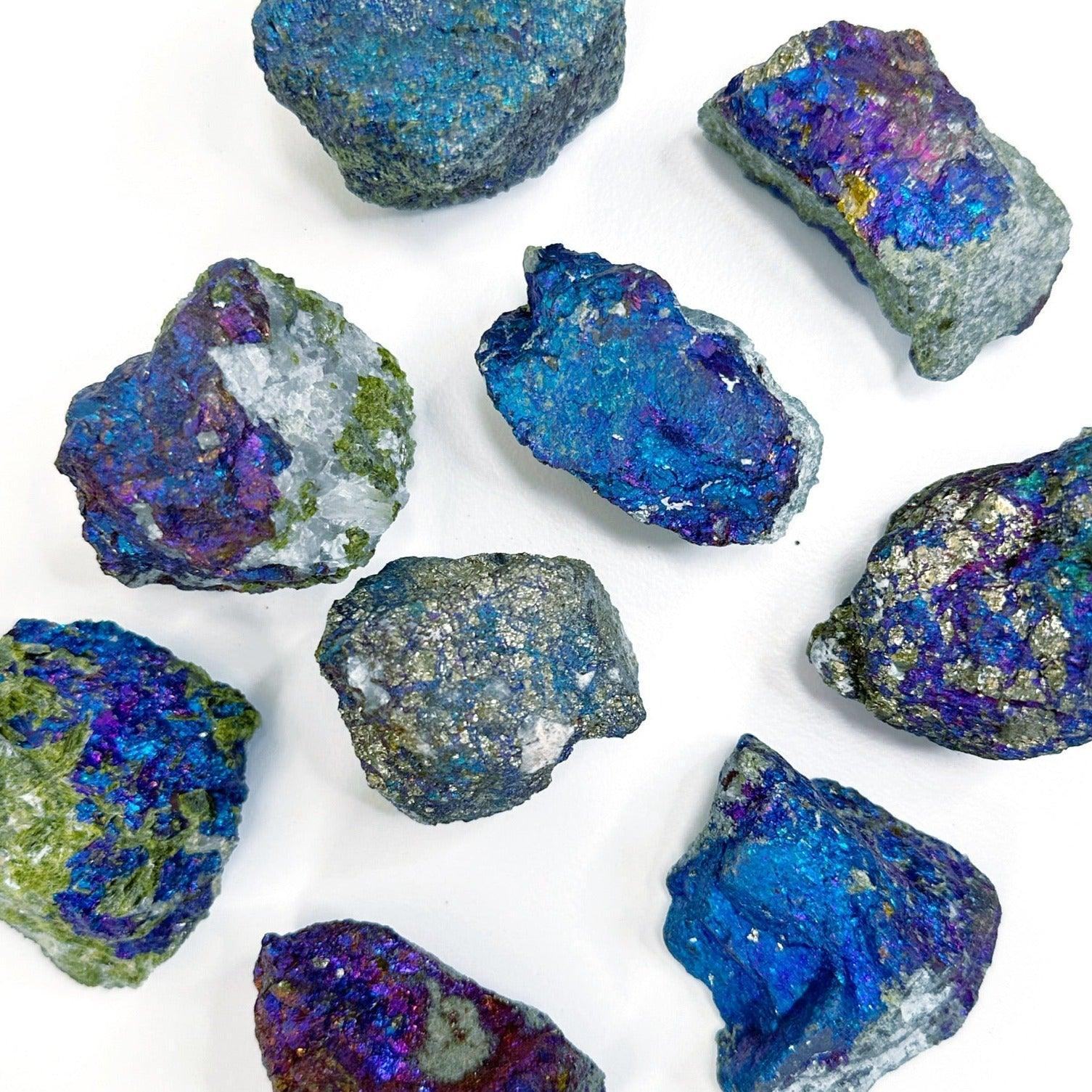 CHALCOPYRITE - RAW - chalcopyrite, crystal, peacock ore, rainbow, raw crystal, recently added, Rough Stone - The Mineral Maven
