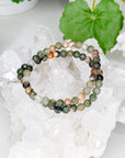 CHERRY BLOSSOM LODOLITE QUARTZ 6mm - HANDMADE CRYSTAL BRACELET - 6mm, bracelet, cherry blossom, crystal bracelet, green, handmade bracelet, jewelry, June 2025 inventory check, lodolite, market bracelet, spring collection, Wearable - The Mineral Maven