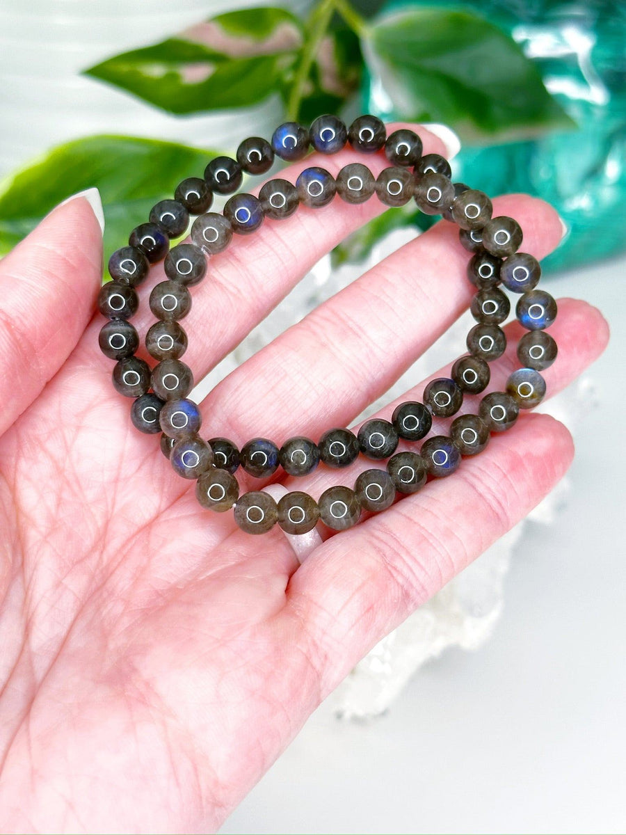 CHOCOLATE LABRADORITE 6mm - HANDMADE CRYSTAL BRACELET - 6mm, air, bracelet, cancer, chocolate labradorite, crystal bracelet, fall-o-ween, fall-o-ween bracelets, handmade bracelet, jewelry, labradorite, Leo, libra, mercury retrograde, moon, pisces, recently added, sagittarius, scorpio, taurus, Wearable - The Mineral Maven
