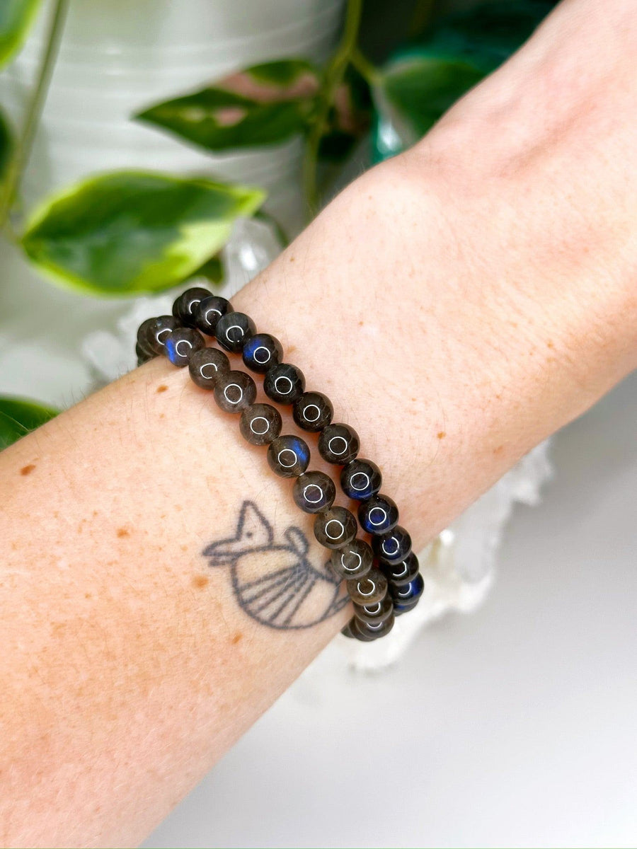 CHOCOLATE LABRADORITE 6mm - HANDMADE CRYSTAL BRACELET - 6mm, air, bracelet, cancer, chocolate labradorite, crystal bracelet, fall-o-ween, fall-o-ween bracelets, handmade bracelet, jewelry, labradorite, Leo, libra, mercury retrograde, moon, pisces, recently added, sagittarius, scorpio, taurus, Wearable - The Mineral Maven