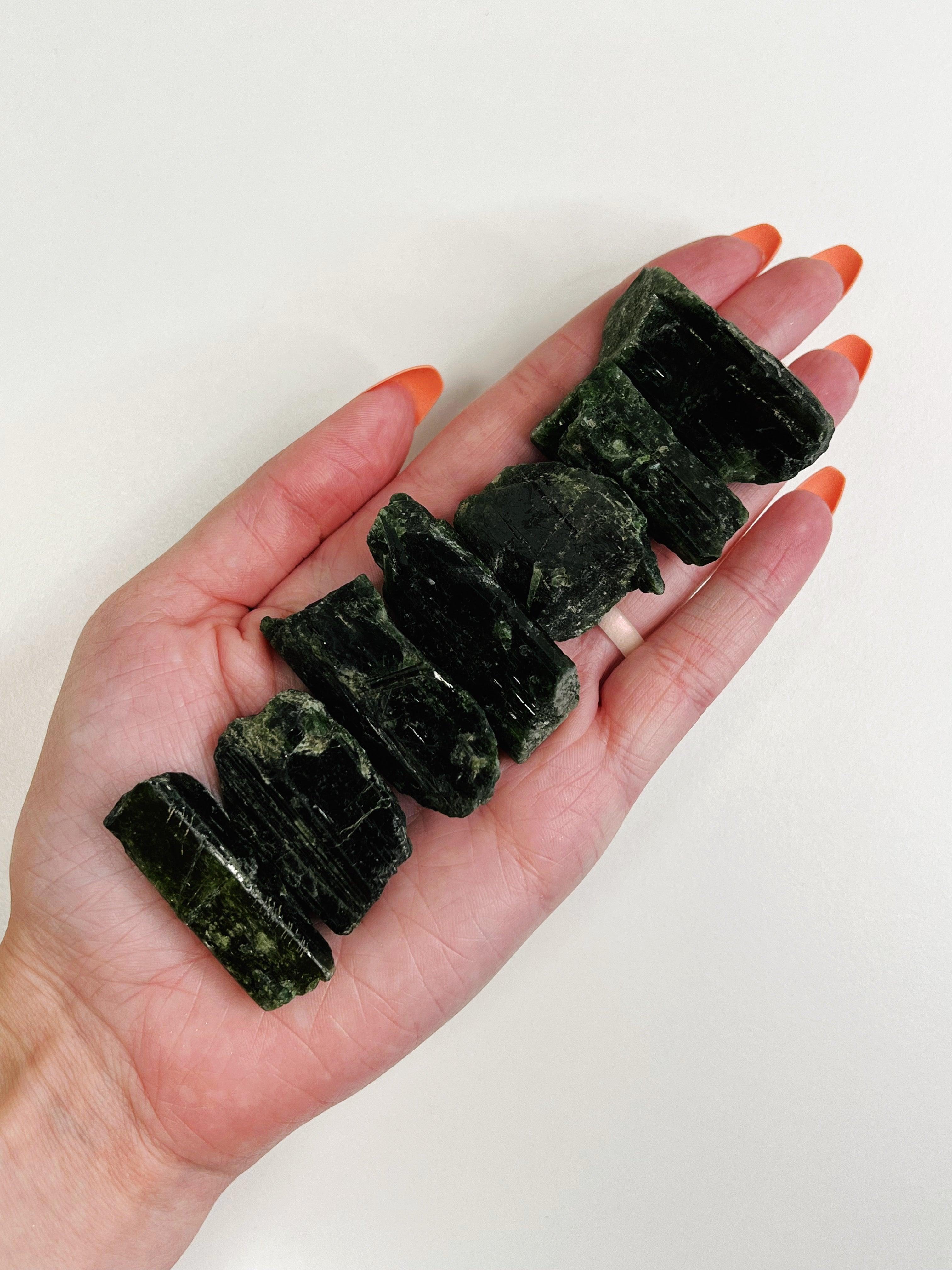 CHROME DIOPSIDE - Black Friday sale, chrome diopside, diopside, pocket crystal, pocket crystals, pocket stone, raw crystal, raw stone - The Mineral Maven