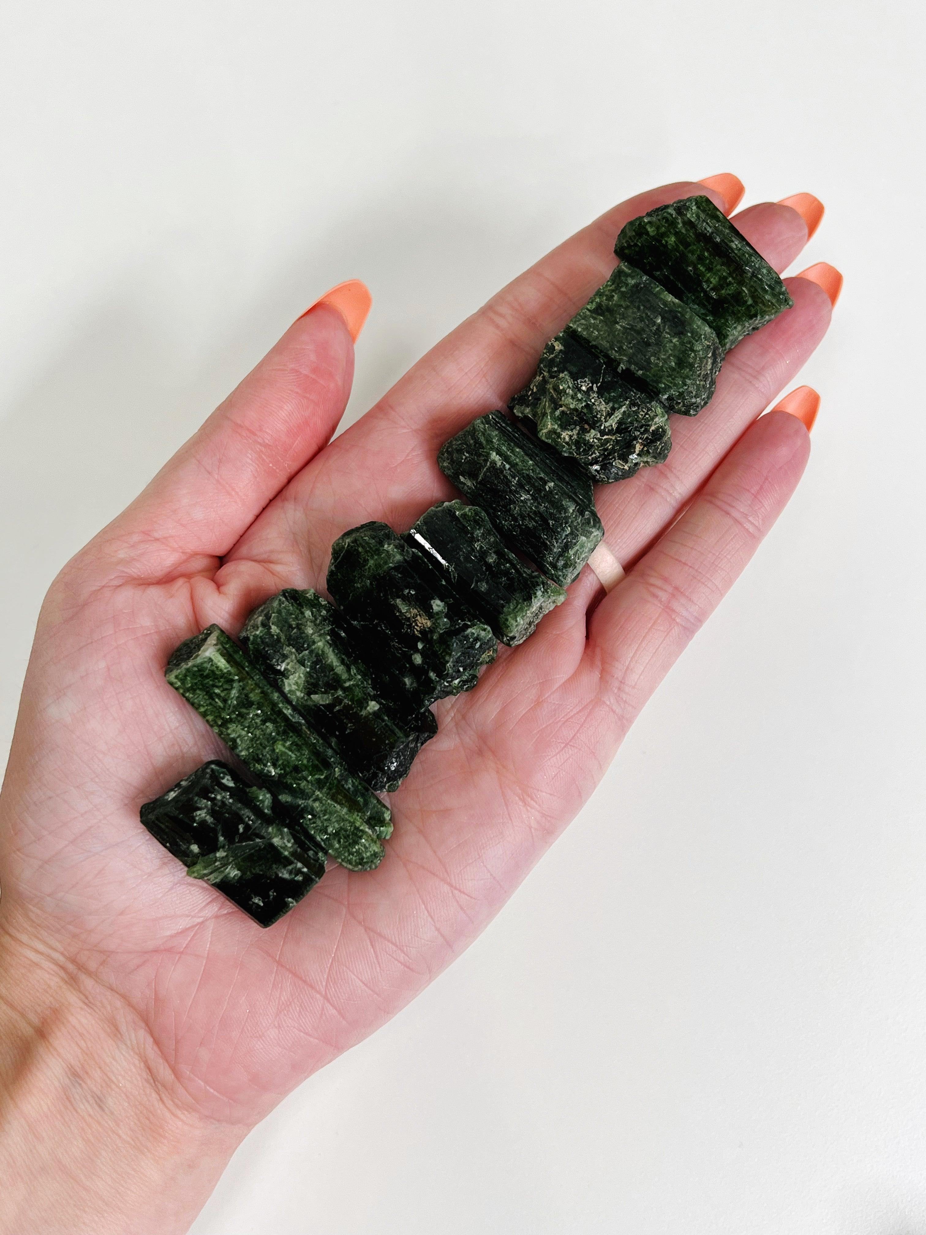 CHROME DIOPSIDE - Black Friday sale, chrome diopside, diopside, pocket crystal, pocket crystals, pocket stone, raw crystal, raw stone - The Mineral Maven