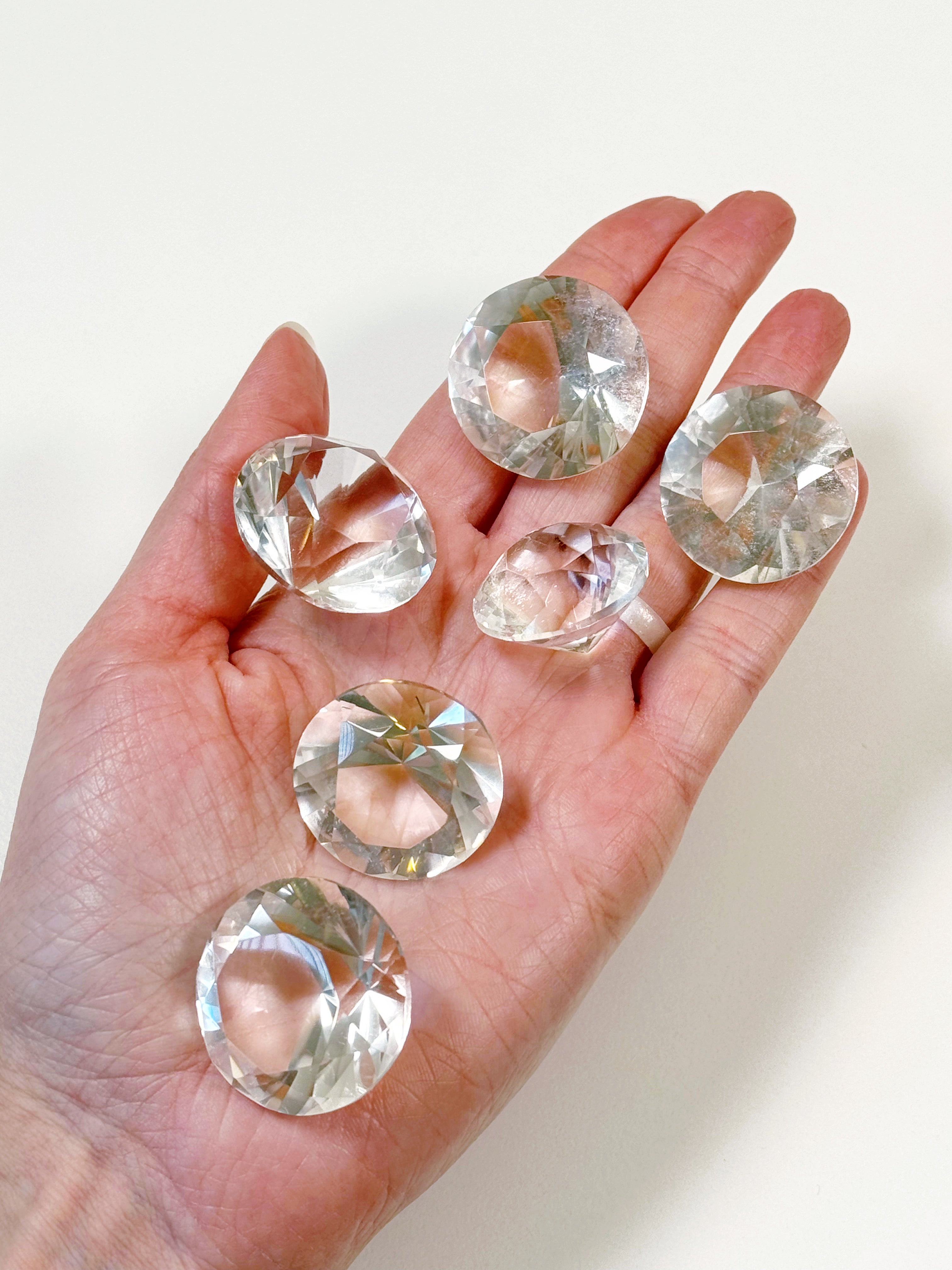CLEAR QUARTZ "DIAMOND" FACETED SHAPE - Black Friday sale, clear quartz, crystals for beginners, diamond, diamond cut, faceted, geometric faceted, polished, polished stone, winter solstice - The Mineral Maven