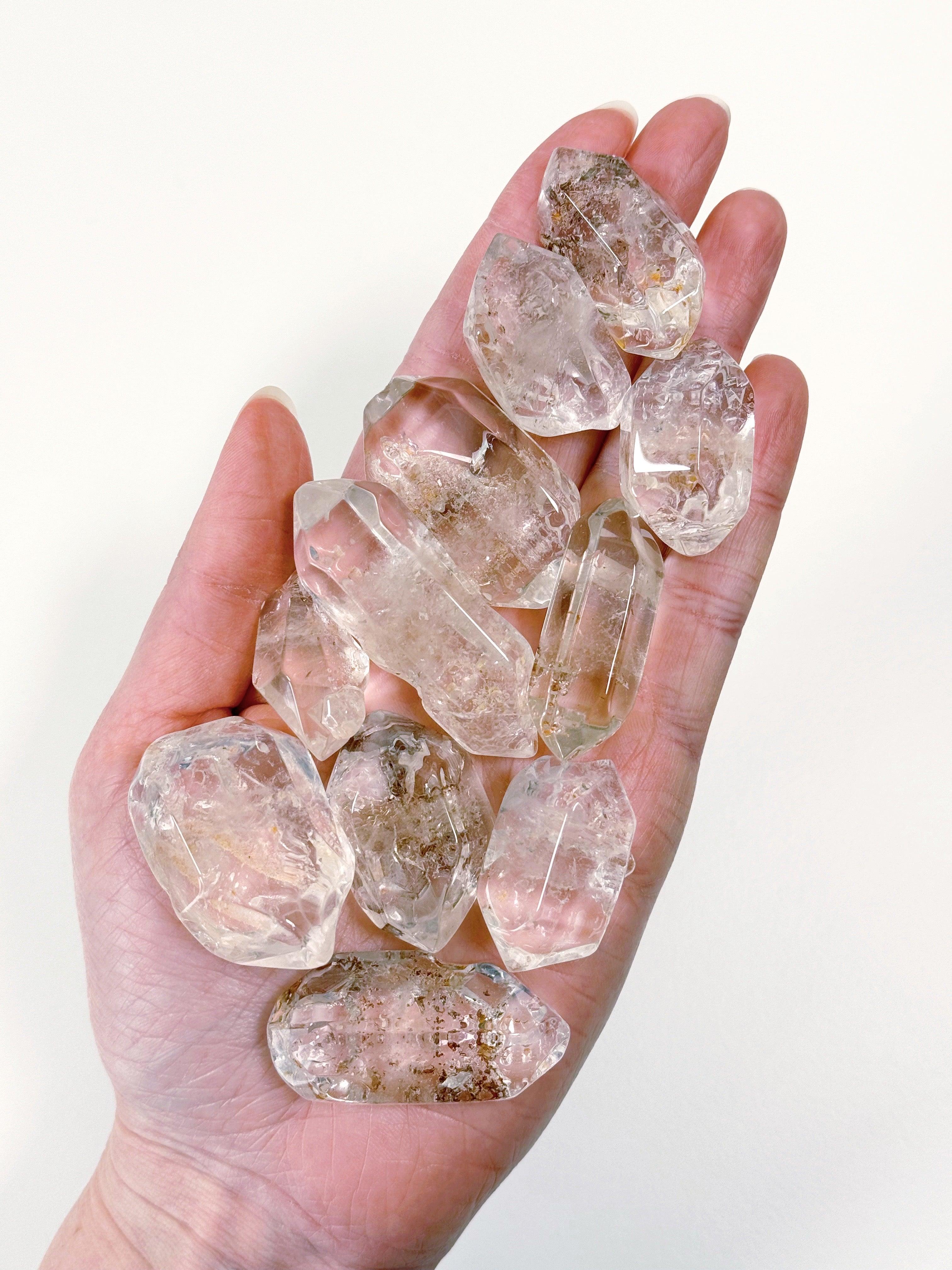 CLEAR QUARTZ POINT TUMBLE - clear quartz, crystals for community, pocket crystal, pocket crystals, pocket stone, quartz, recently added, tumble, tumbled, tumbled stone, tumbles - The Mineral Maven