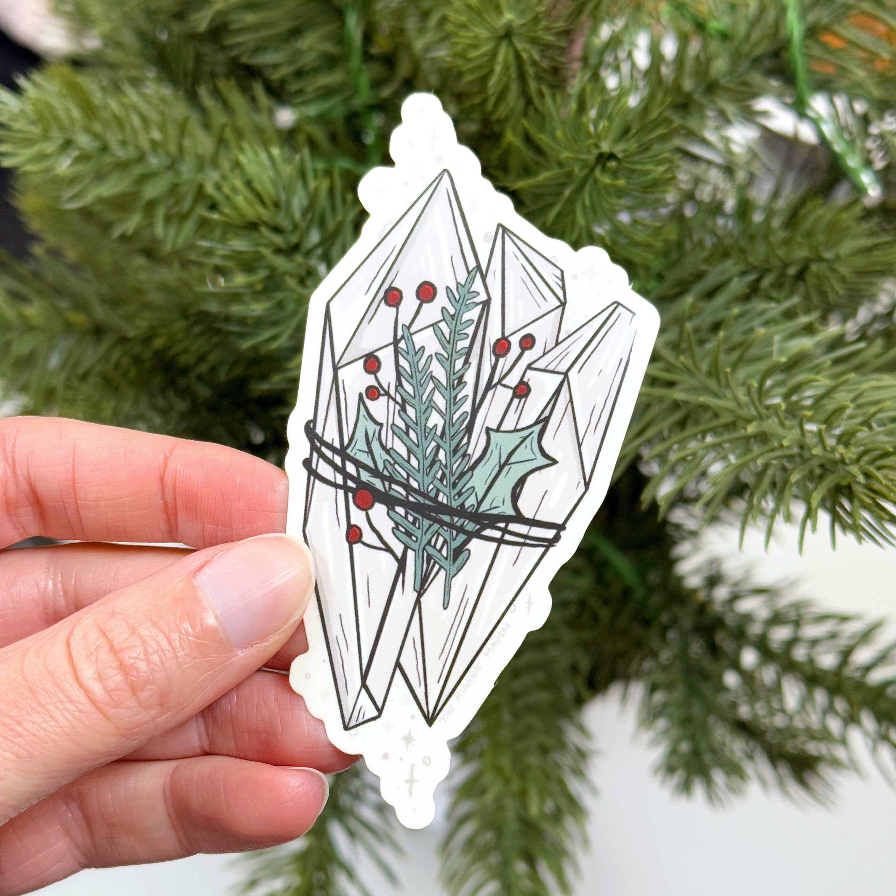 CLEAR QUARTZ SPRIG STICKER - birthday, Black Friday sale, energy tool, holiday vibes, sticker - The Mineral Maven