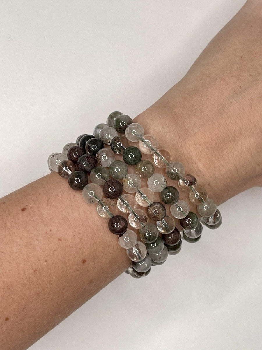CRYSTAL BRACELETS - amazonite, black obsidian, bracelet, bracelets, dalmatian jasper, energy tool, flash sale, fluorite, garden quartz, garnet, gold sheen obsidian, green, green aventurine, holiday sale, howlite, jewelry, labradorite, lodalite, lodolite, mookaite, morganite, new year sale, prehnite, quartz, rainbow fluorite, rhodonite, rose quartz, snowflake obsidian, sodalite, spring equinox, sunstone, tigers eye, tourmalinated quartz, tourmaline, unakite, wearable - The Mineral Maven