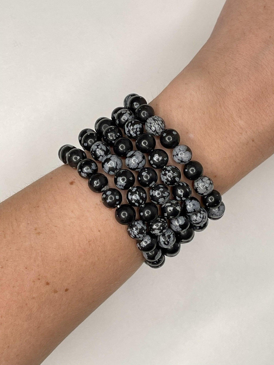 CRYSTAL BRACELETS - amazonite, black obsidian, bracelet, bracelets, dalmatian jasper, energy tool, flash sale, fluorite, garden quartz, garnet, gold sheen obsidian, green, green aventurine, holiday sale, howlite, jewelry, labradorite, lodalite, lodolite, mookaite, morganite, new year sale, prehnite, quartz, rainbow fluorite, rhodonite, rose quartz, snowflake obsidian, sodalite, spring equinox, sunstone, tigers eye, tourmalinated quartz, tourmaline, unakite, wearable - The Mineral Maven