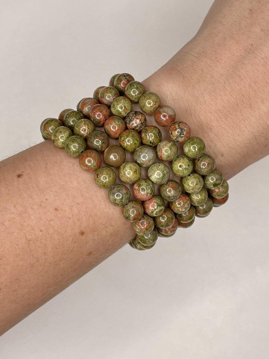 CRYSTAL BRACELETS - amazonite, black obsidian, bracelet, bracelets, dalmatian jasper, energy tool, flash sale, fluorite, garden quartz, garnet, gold sheen obsidian, green, green aventurine, holiday sale, howlite, jewelry, labradorite, lodalite, lodolite, mookaite, morganite, new year sale, prehnite, quartz, rainbow fluorite, rhodonite, rose quartz, snowflake obsidian, sodalite, spring equinox, sunstone, tigers eye, tourmalinated quartz, tourmaline, unakite, wearable - The Mineral Maven
