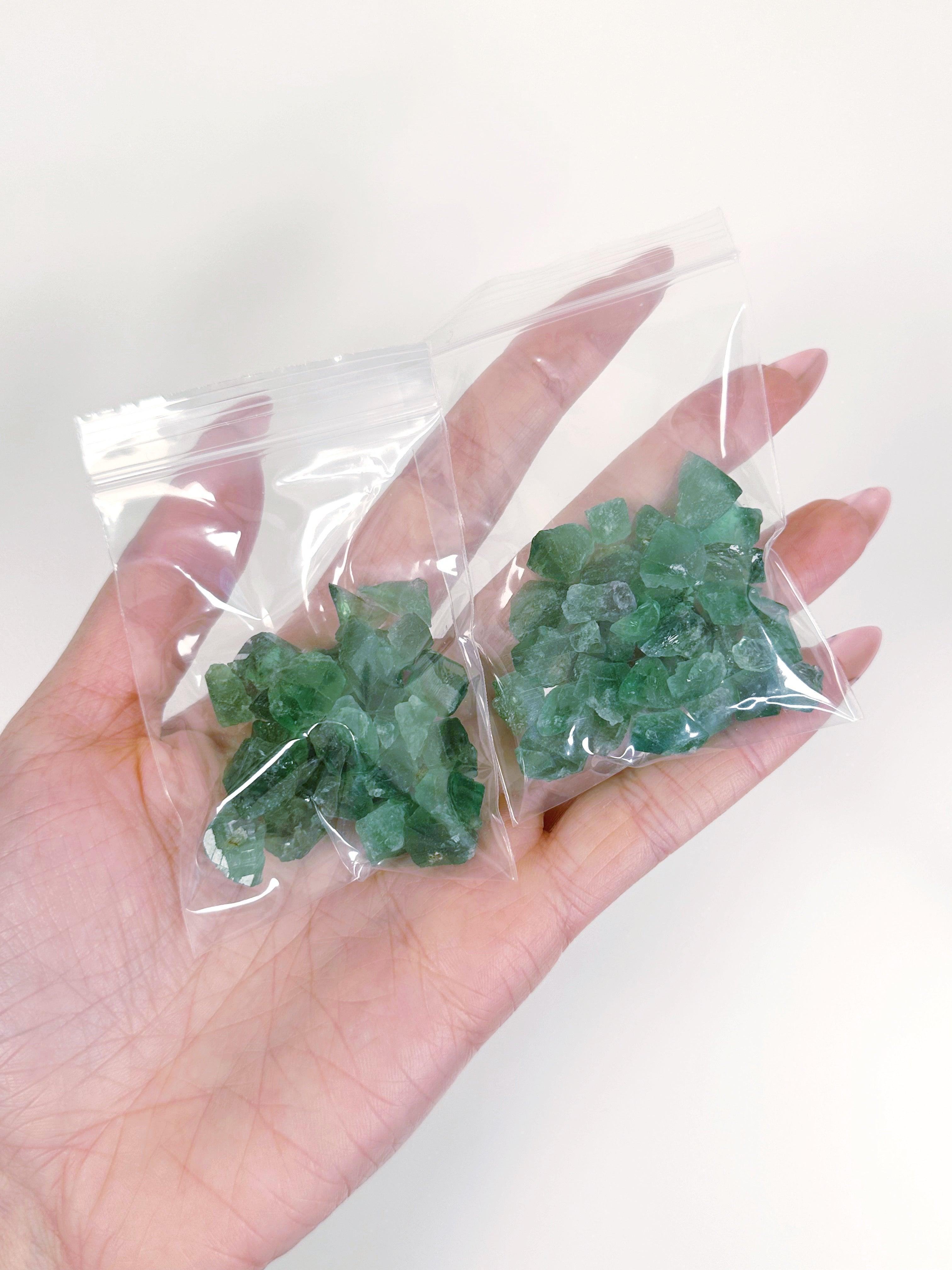 DIANA MARIA COLOR-CHANGING FLUORITE BAGGIE (30g) - 33 bday, 444 sale, baggie, diana maria, diana maria fluorite, diana maria mine, fluorite, gridding, holiday sale, new year sale, raw crystal, raw stone - The Mineral Maven
