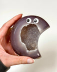 DRUZY AGATE MOON 1 - agate, Black Friday sale, crescent, crescent moon, druzy agate, googly agate, googly eye, googly eye agate, moon, one of a kind, statement piece - The Mineral Maven
