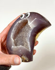 DRUZY AGATE MOON 1 - agate, Black Friday sale, crescent, crescent moon, druzy agate, googly agate, googly eye, googly eye agate, moon, one of a kind, statement piece - The Mineral Maven