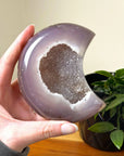 DRUZY AGATE MOON 1 - agate, Black Friday sale, crescent, crescent moon, druzy agate, googly agate, googly eye, googly eye agate, moon, one of a kind, statement piece - The Mineral Maven