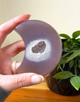 DRUZY AGATE MOON 3 - agate, Black Friday sale, crescent, crescent moon, druzy agate, googly agate, googly eye, googly eye agate, moon, one of a kind, statement piece - The Mineral Maven