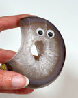 DRUZY AGATE MOON 4 - agate, Black Friday sale, crescent, crescent moon, druzy agate, googly agate, googly eye, googly eye agate, moon, one of a kind, statement piece - The Mineral Maven