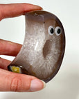 DRUZY AGATE MOON 4 - agate, Black Friday sale, crescent, crescent moon, druzy agate, googly agate, googly eye, googly eye agate, moon, one of a kind, statement piece - The Mineral Maven