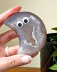 DRUZY AGATE MOON 5 - agate, crescent, crescent moon, druzy agate, googly agate, googly eye, googly eye agate, moon, one of a kind, statement piece - The Mineral Maven