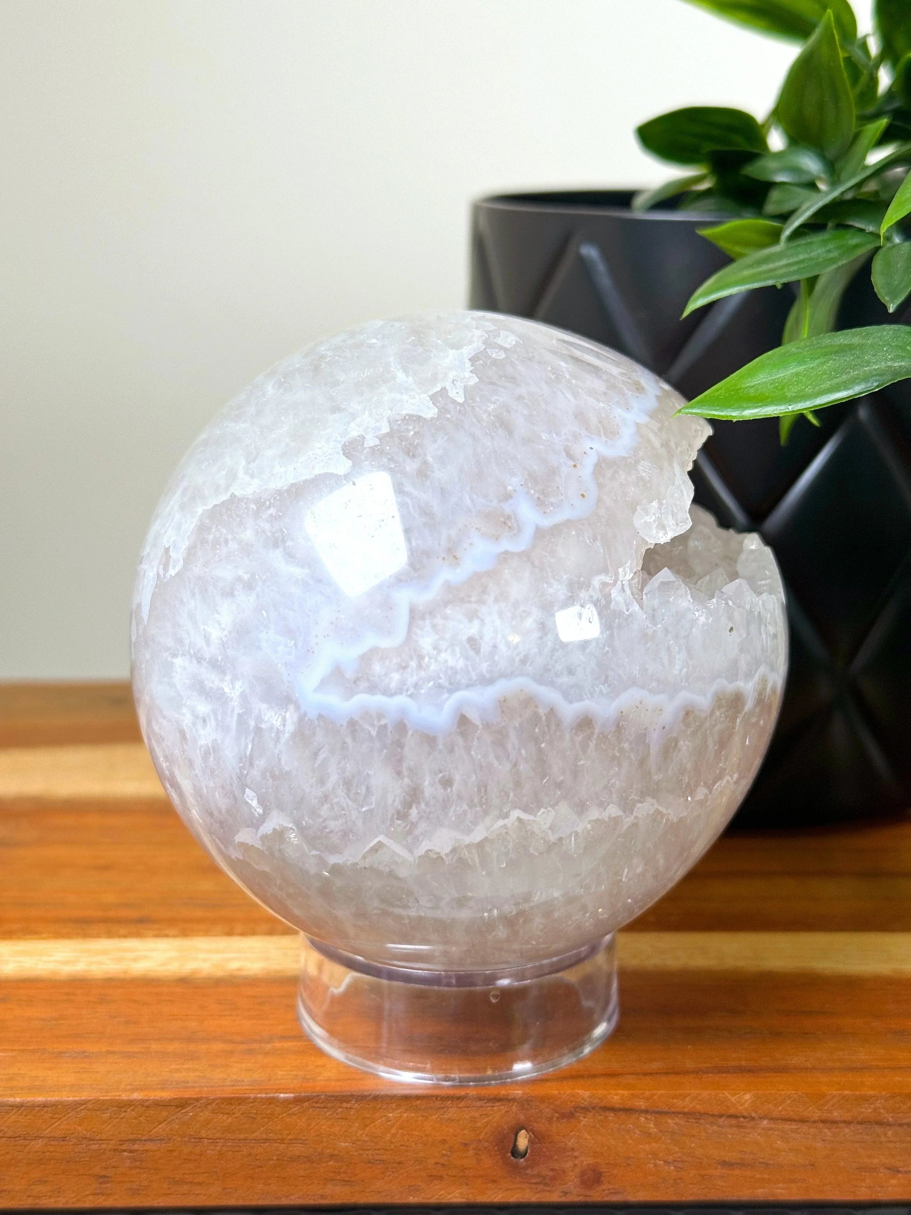 DRUZY AGATE SPHERE 1 - agate, Black Friday sale, druzy agate, googly agate, googly eye, googly eye agate, one of a kind, sphere, statement piece - The Mineral Maven