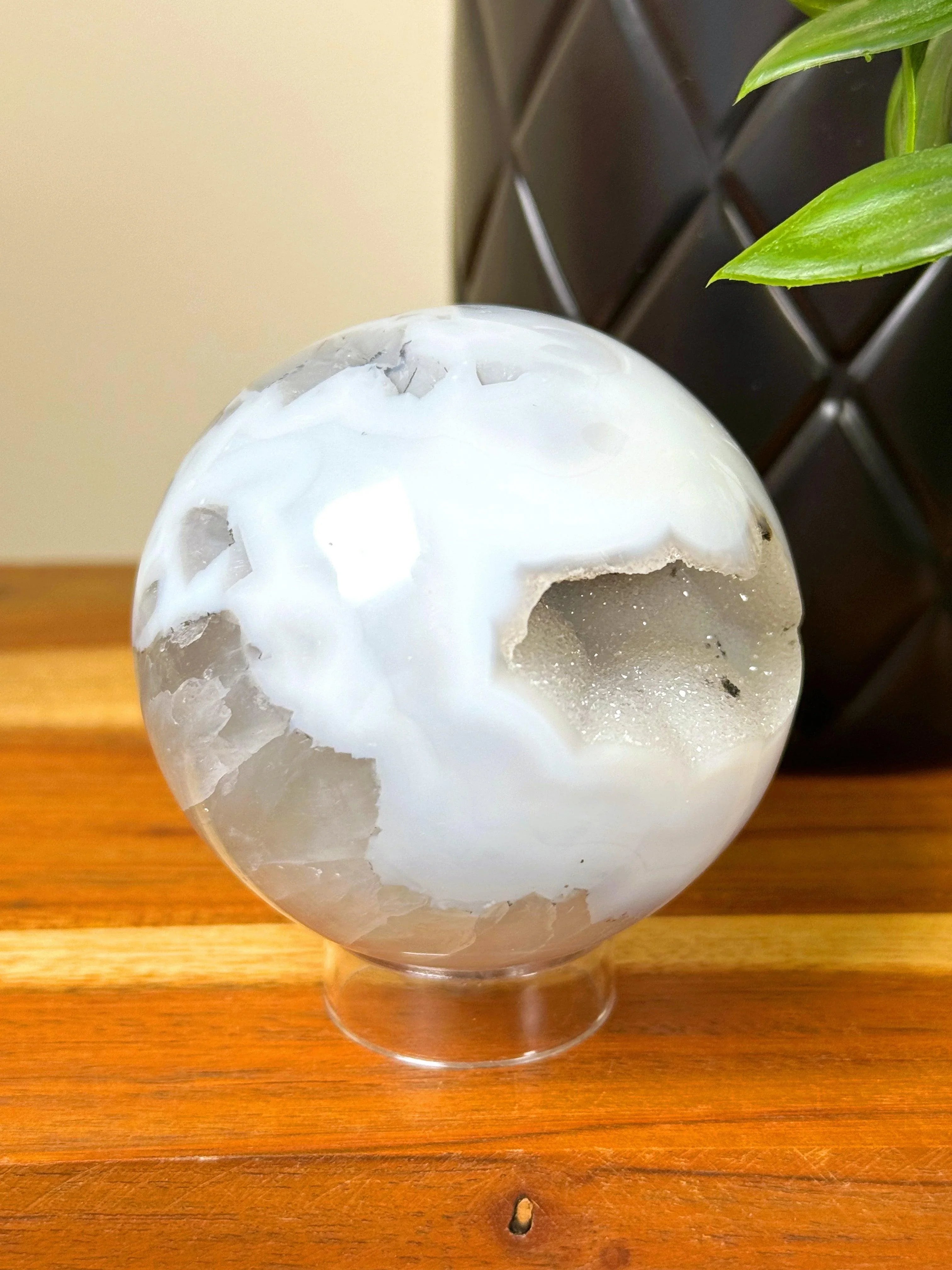DRUZY AGATE SPHERE 12 - agate, Black Friday sale, druzy agate, googly agate, googly eye, googly eye agate, one of a kind, sphere, statement piece - The Mineral Maven