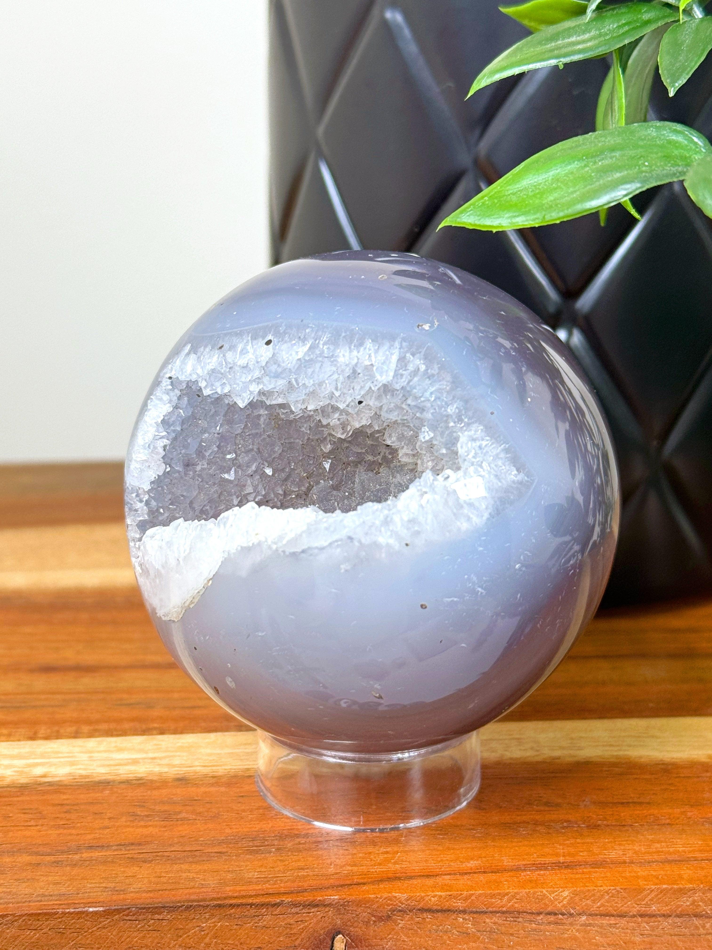 DRUZY AGATE SPHERE 14 - agate, Black Friday sale, druzy agate, googly agate, googly eye, googly eye agate, one of a kind, sphere, statement piece - The Mineral Maven