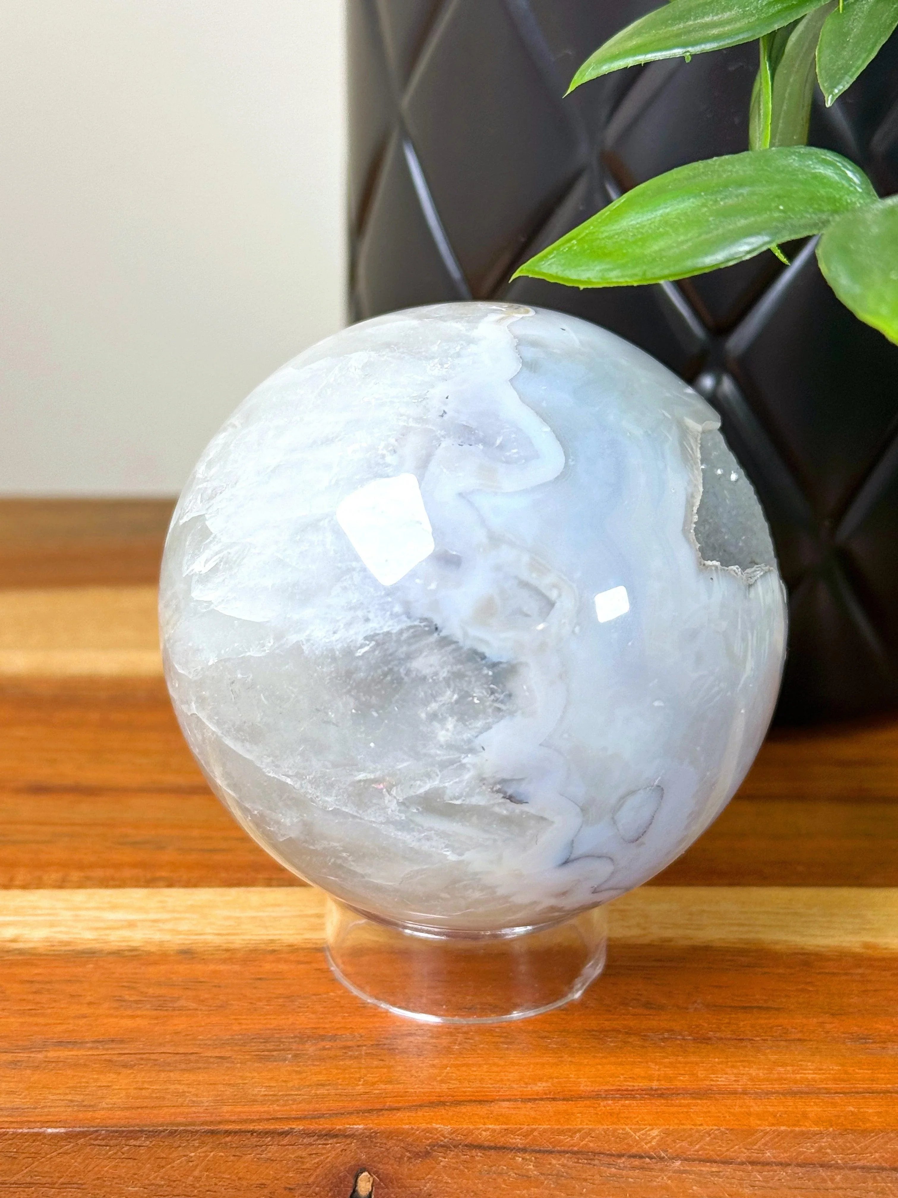 DRUZY AGATE SPHERE 15 - agate, Black Friday sale, druzy agate, googly agate, googly eye, googly eye agate, one of a kind, sphere, statement piece - The Mineral Maven