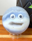 DRUZY AGATE SPHERE 16 - agate, Black Friday sale, druzy agate, googly agate, googly eye, googly eye agate, one of a kind, sphere, statement piece - The Mineral Maven