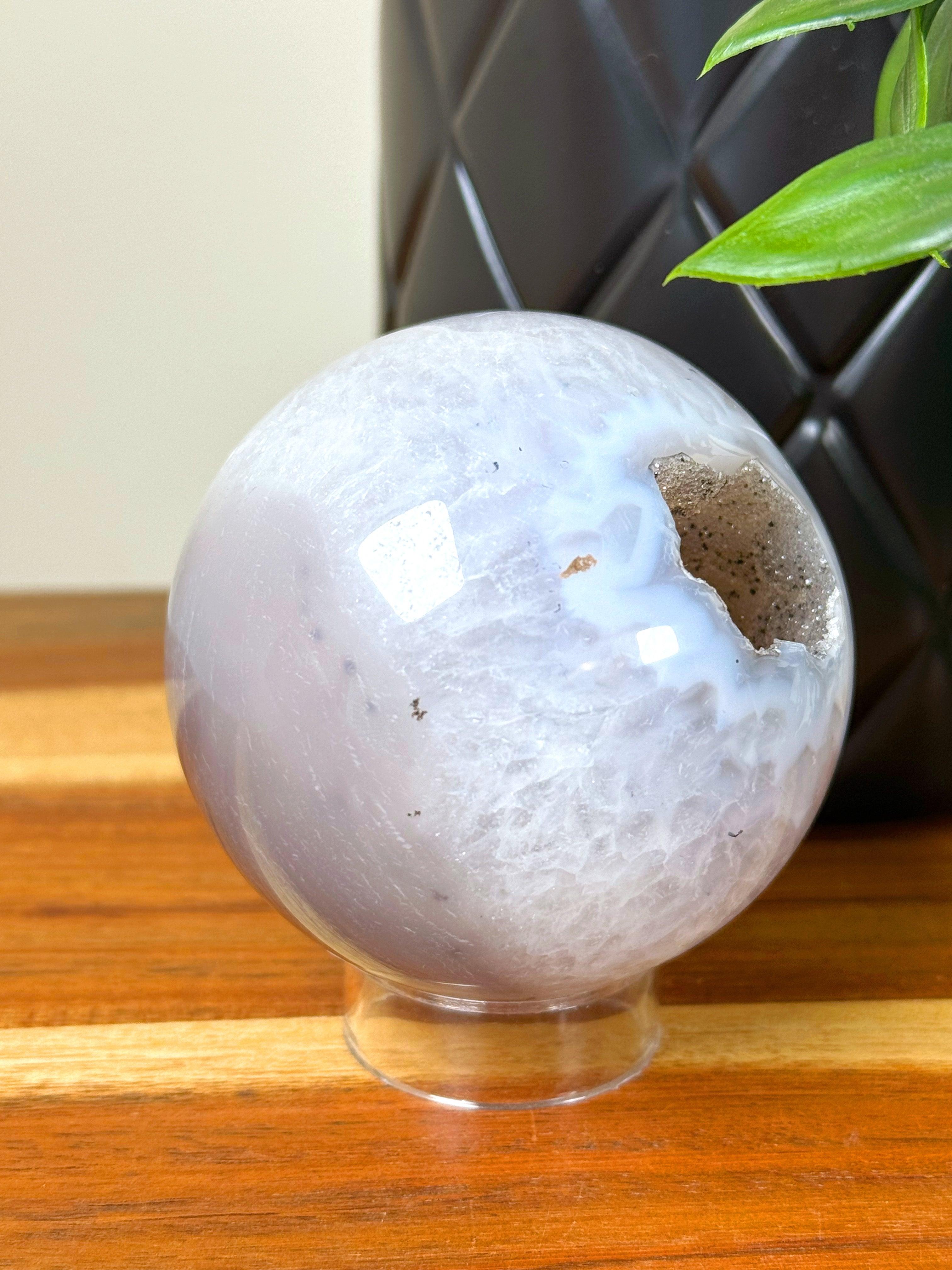DRUZY AGATE SPHERE 18 - agate, Black Friday sale, druzy agate, googly agate, googly eye, googly eye agate, one of a kind, sphere, statement piece - The Mineral Maven