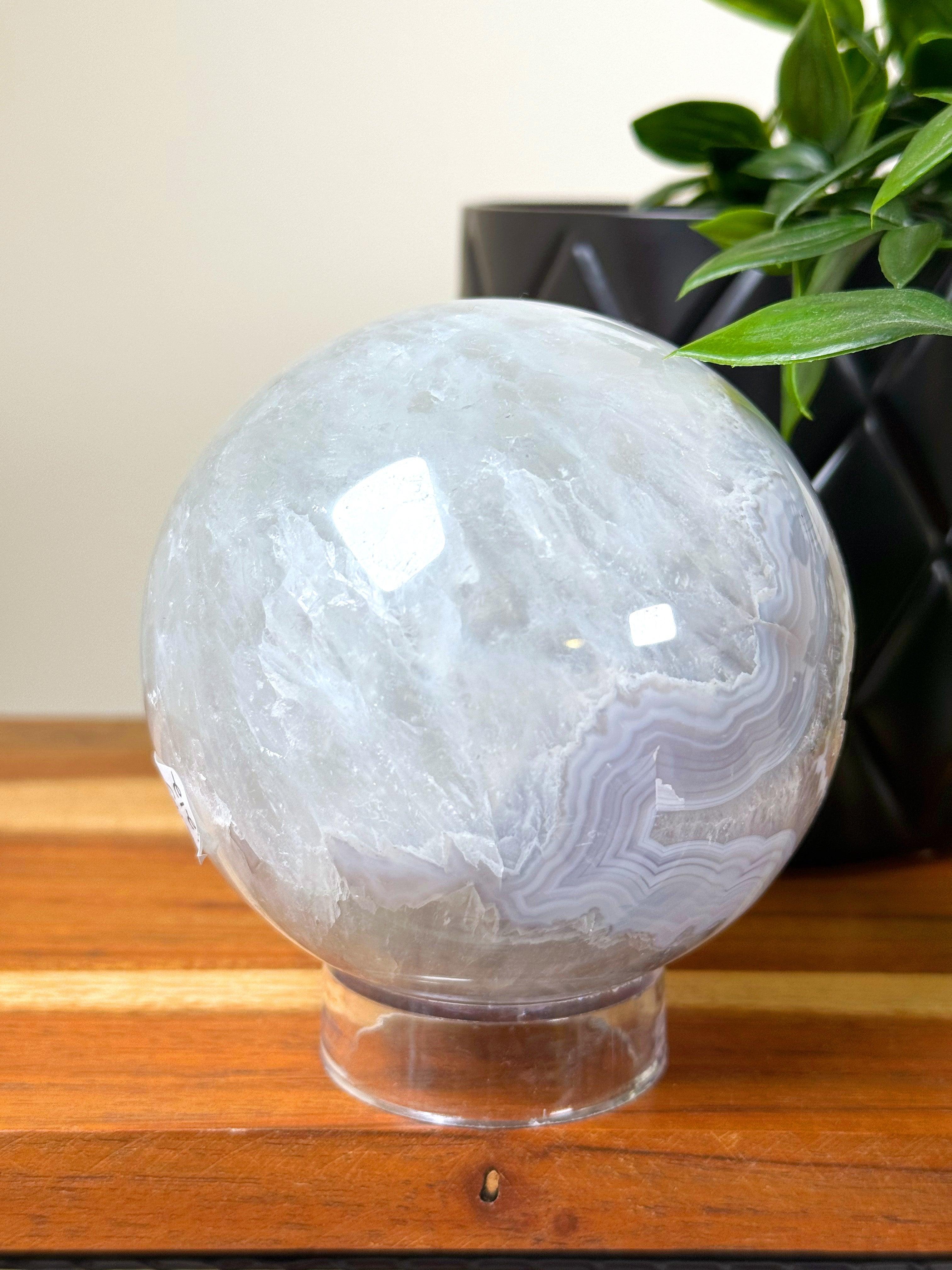 DRUZY AGATE SPHERE 3 - agate, Black Friday sale, druzy agate, googly agate, googly eye, googly eye agate, one of a kind, sphere, statement piece - The Mineral Maven