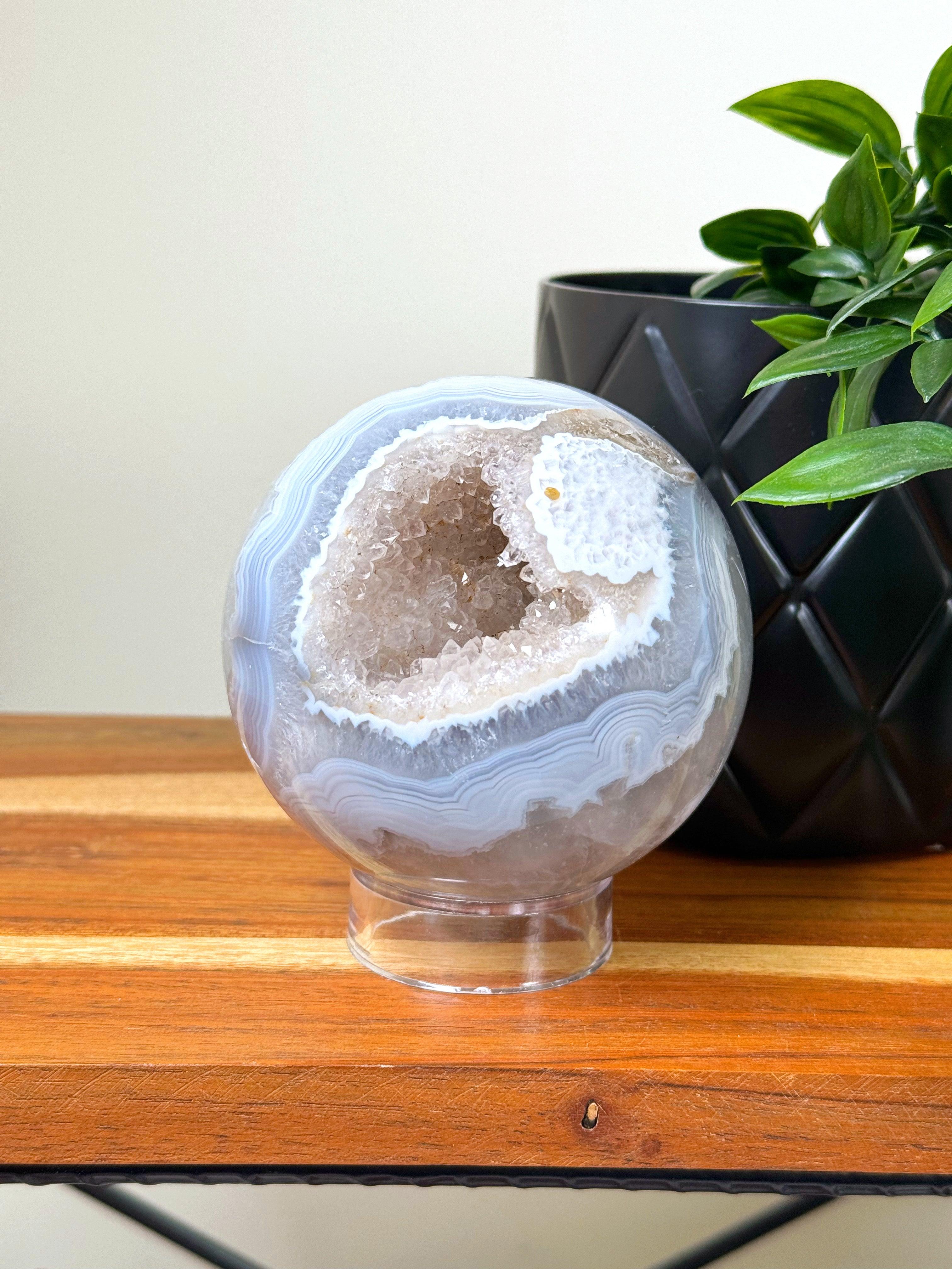 DRUZY AGATE SPHERE 3 - agate, Black Friday sale, druzy agate, googly agate, googly eye, googly eye agate, one of a kind, sphere, statement piece - The Mineral Maven