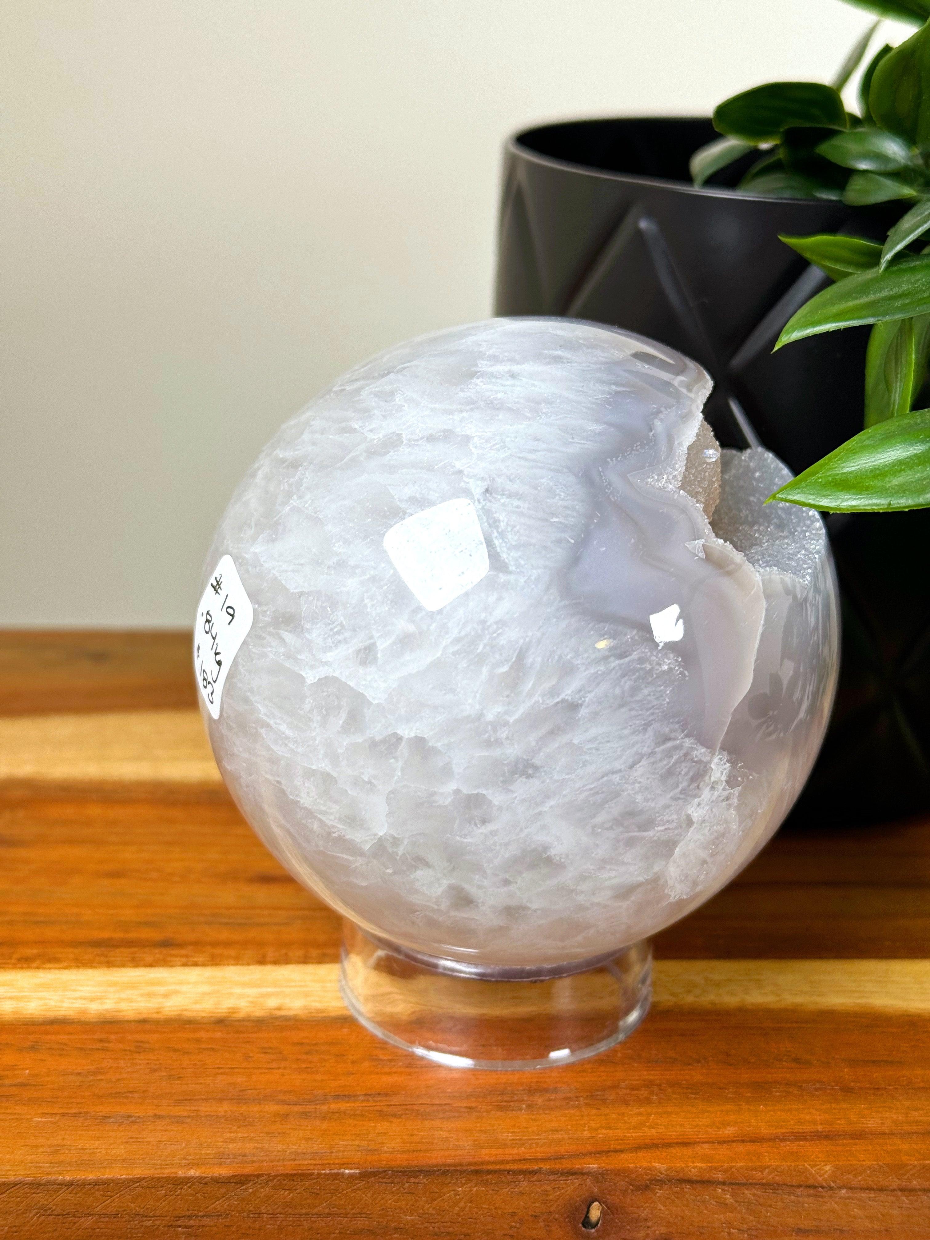 DRUZY AGATE SPHERE 4 - agate, Black Friday sale, druzy agate, googly agate, googly eye, googly eye agate, one of a kind, sphere, statement piece - The Mineral Maven