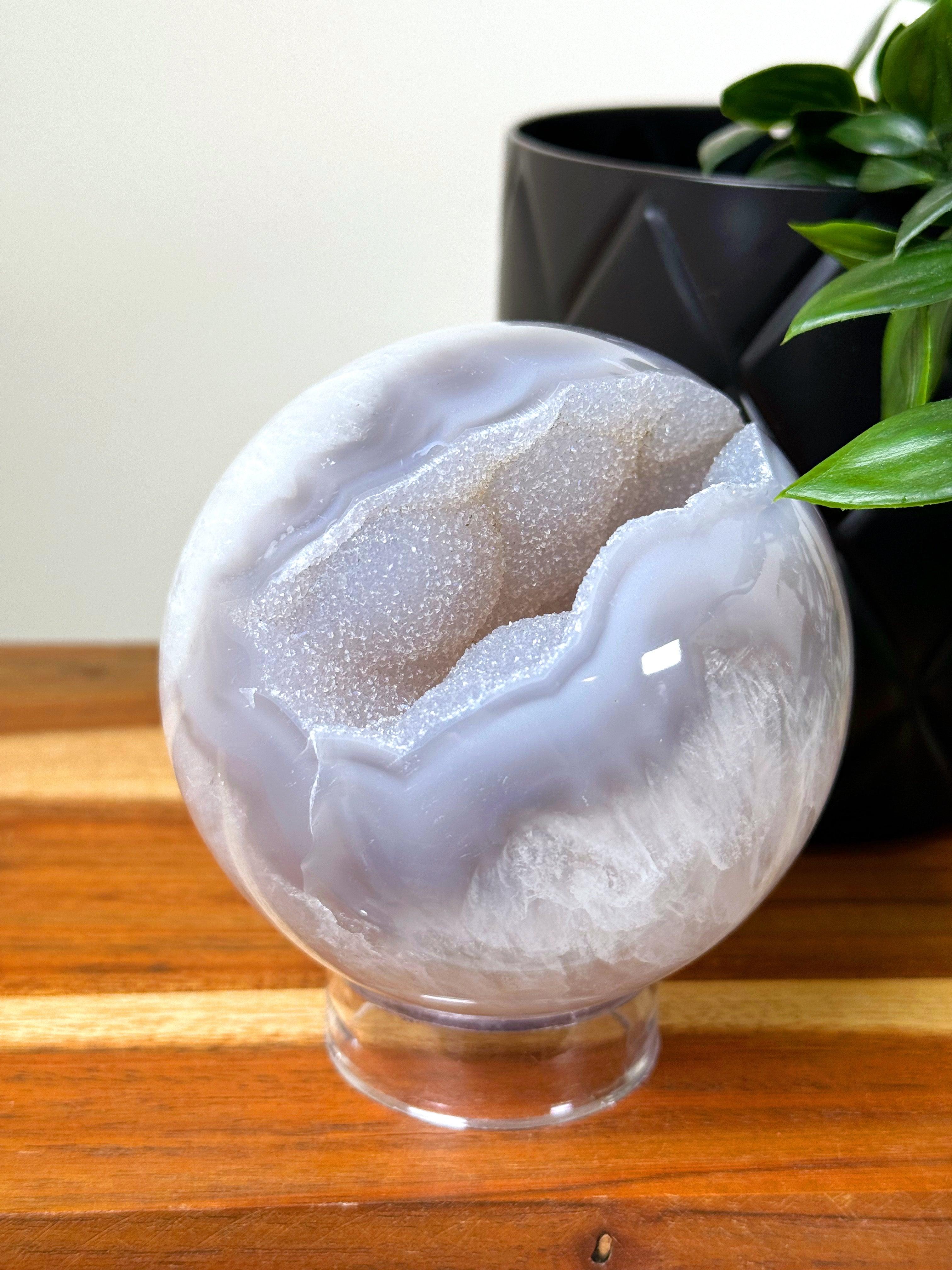DRUZY AGATE SPHERE 4 - agate, Black Friday sale, druzy agate, googly agate, googly eye, googly eye agate, one of a kind, sphere, statement piece - The Mineral Maven