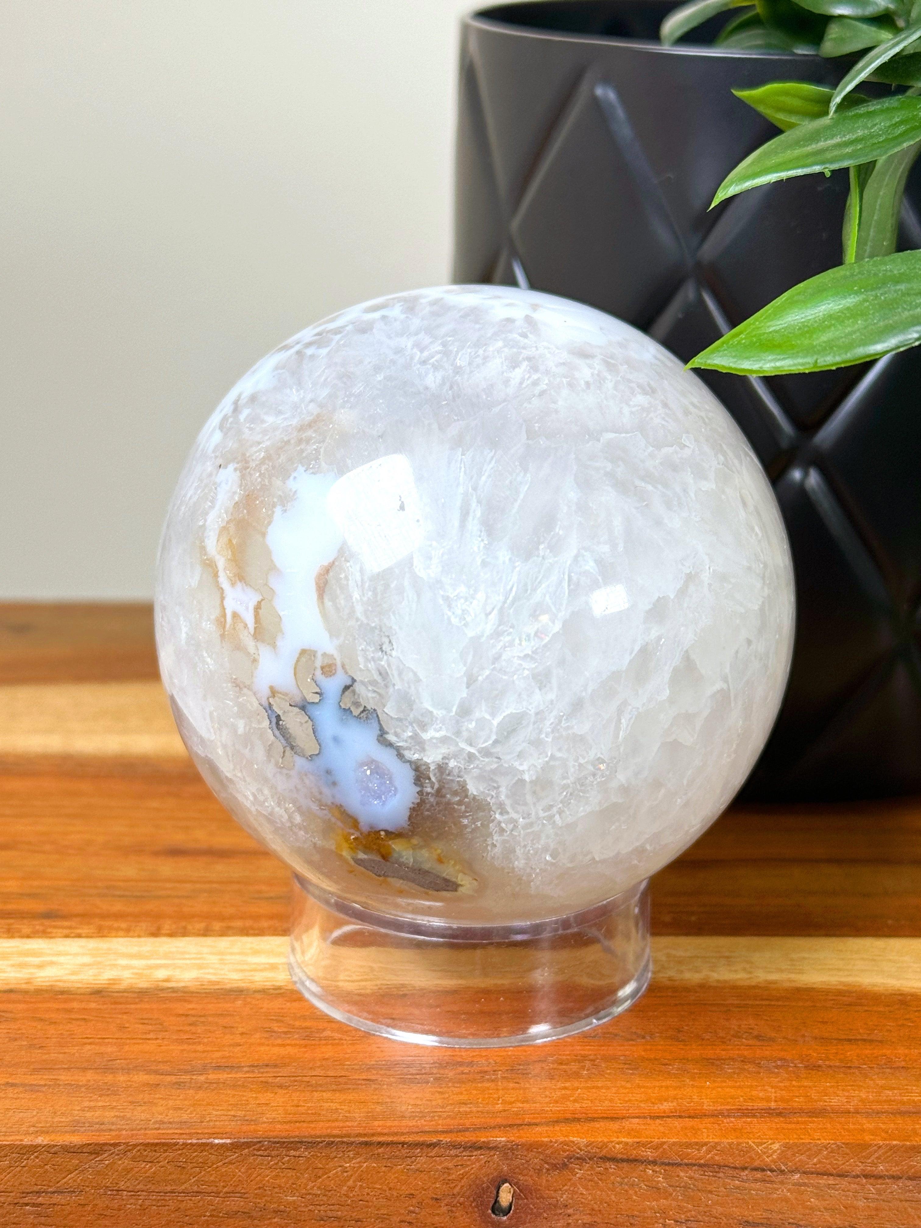 DRUZY AGATE SPHERE 6 - agate, druzy agate, googly agate, googly eye, googly eye agate, one of a kind, sphere, statement piece - The Mineral Maven