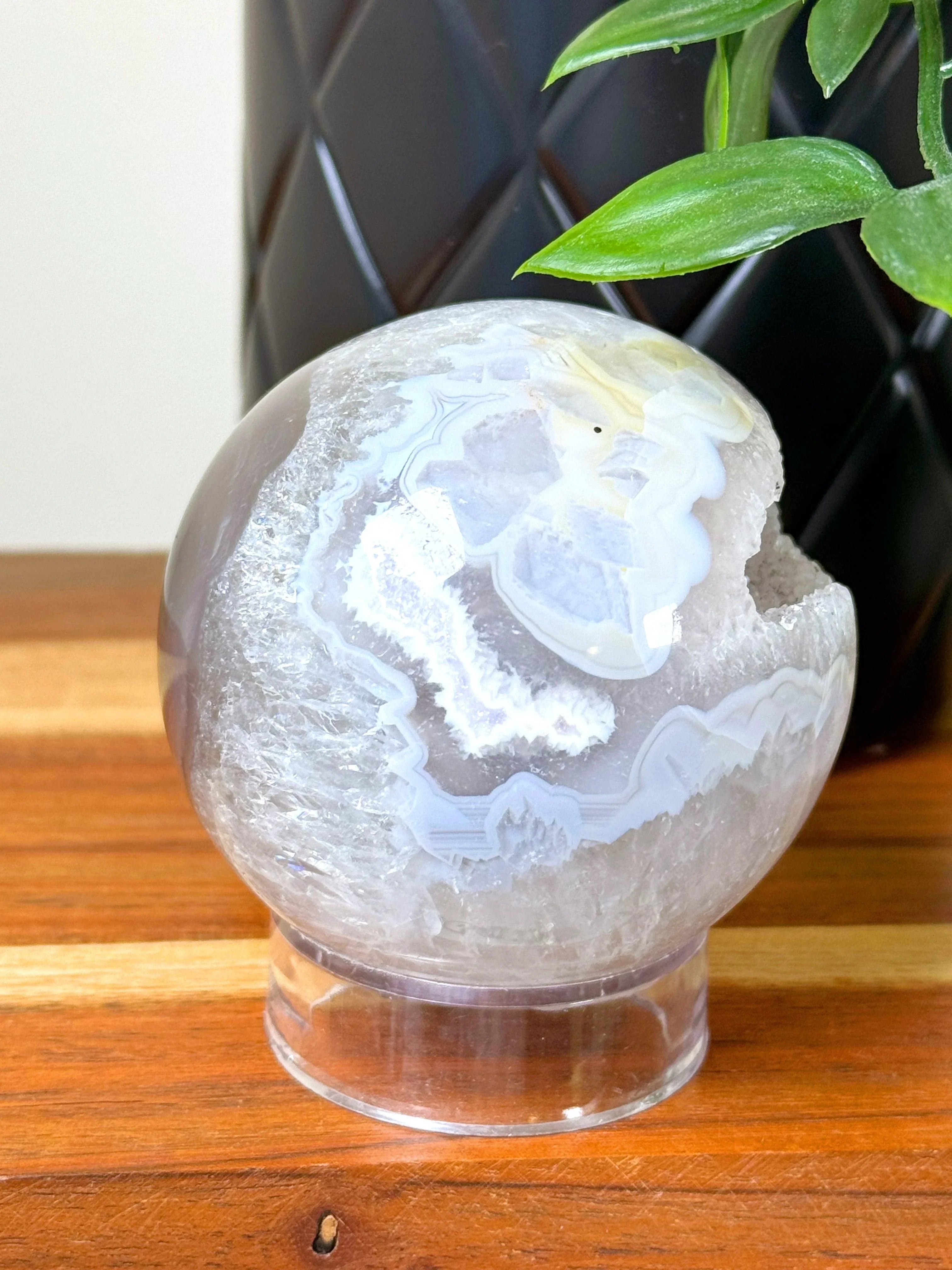 DRUZY AGATE SPHERE 7 - agate, Black Friday sale, druzy agate, googly agate, googly eye, googly eye agate, one of a kind, sphere, statement piece - The Mineral Maven
