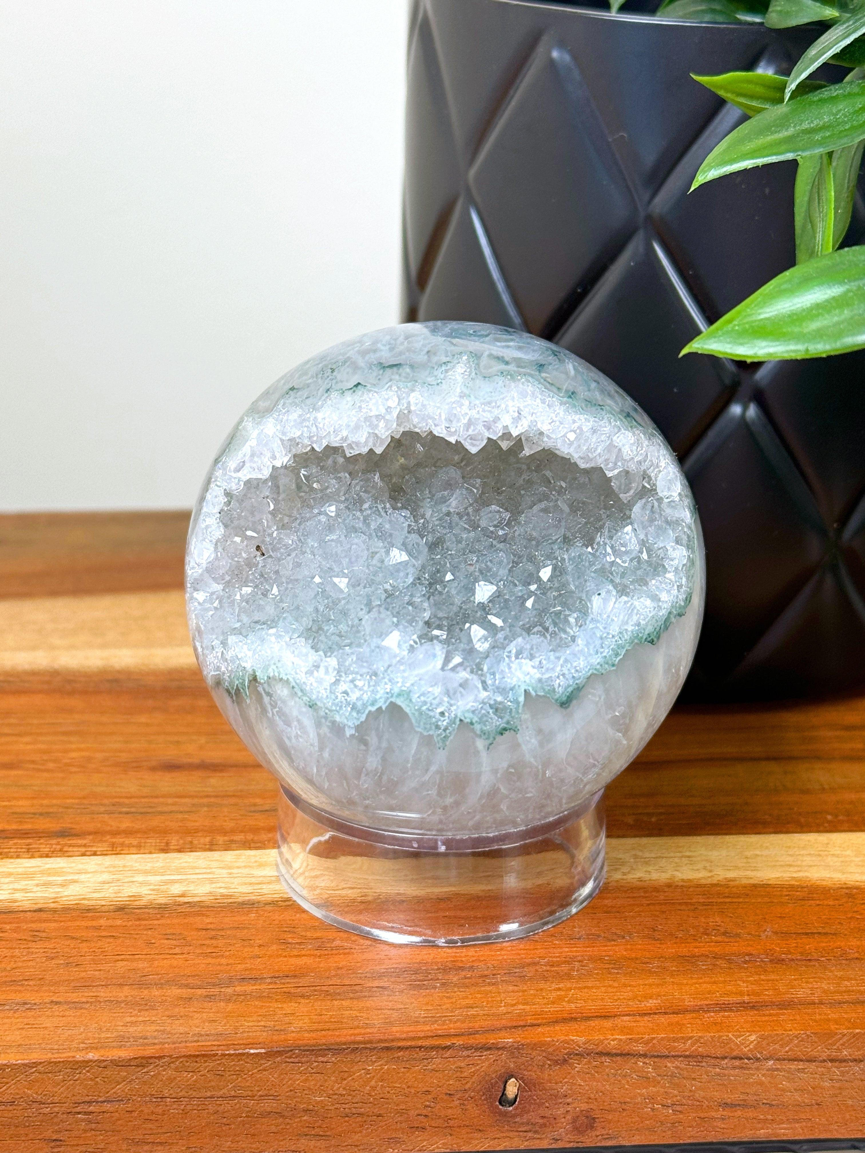 DRUZY AGATE SPHERE 9 - agate, druzy agate, googly agate, googly eye, googly eye agate, one of a kind, sphere, statement piece - The Mineral Maven